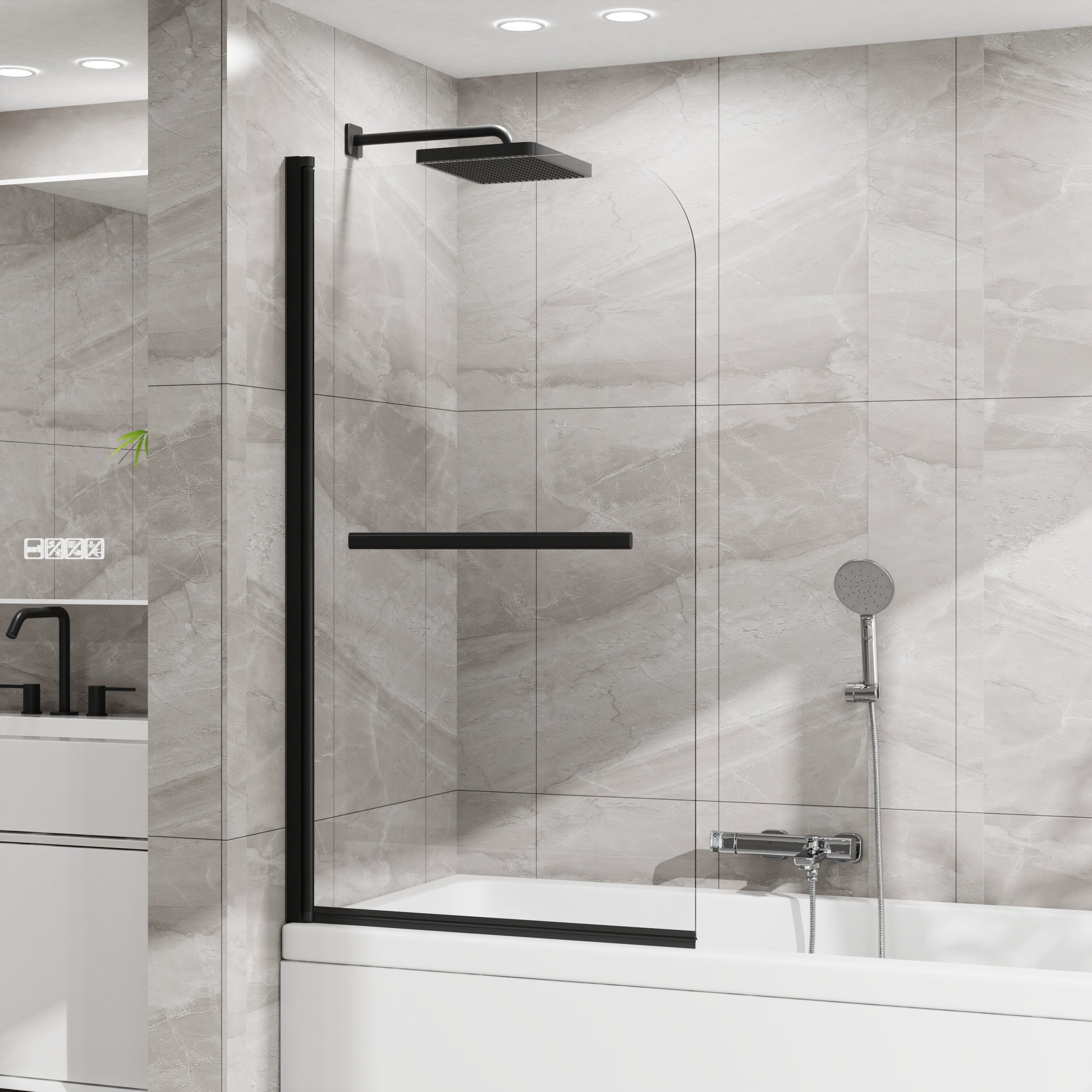 31 x 55 in Frameless Bathtub Screen - Matte Black view 2