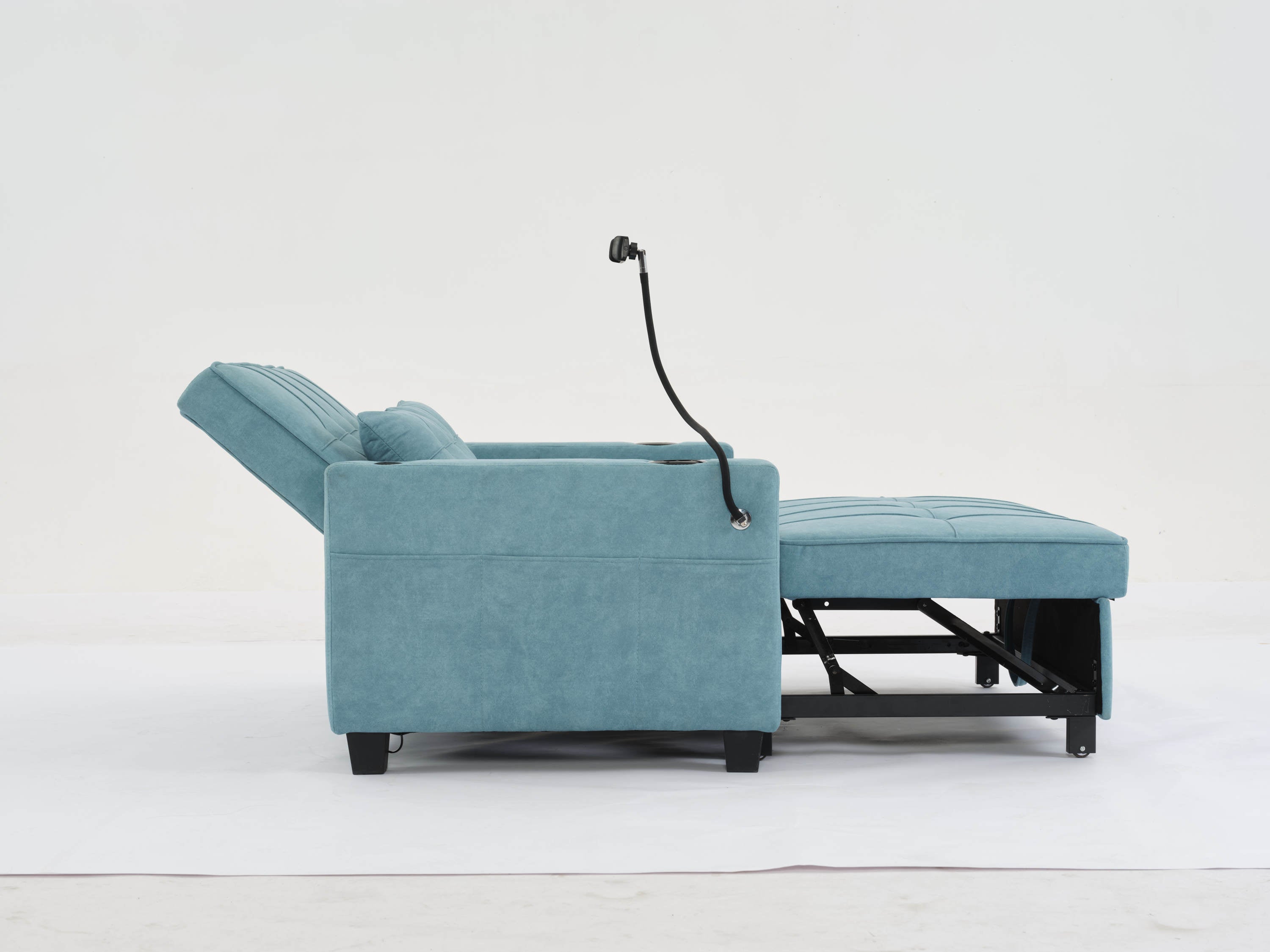 Futon Chair Bed Convertible Chair 3-in-1 Pull Out Sleeper Chair Beds with USB Ports,Wear-resistant and Anti-scratch, Armchair Bed Sleeper for Living Room (Green Tech cloth)