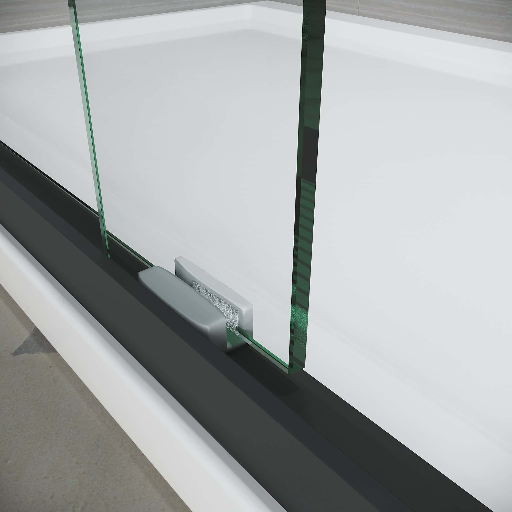Sliding Glass Tub Door 56-60"W x 57"H, Matte Black Semi Frameless Double Bathtub Door, Certified Thick Clear Clear Tempered Glass, 304 Stainless Steel Handles.