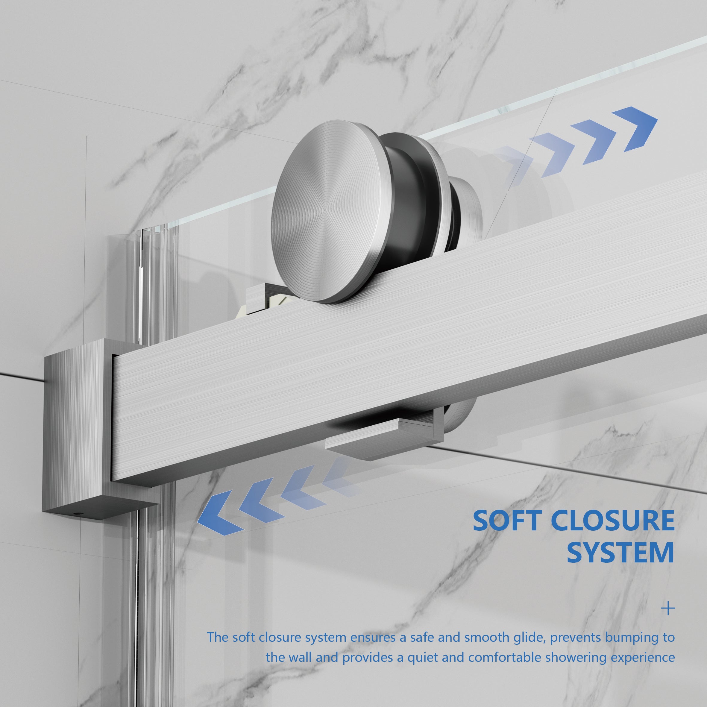 56-60 x 72 in Soft-Close Frameless Sliding Shower Door - 56-60 x 72 in / Brushed Nickel / Soft Close view 6