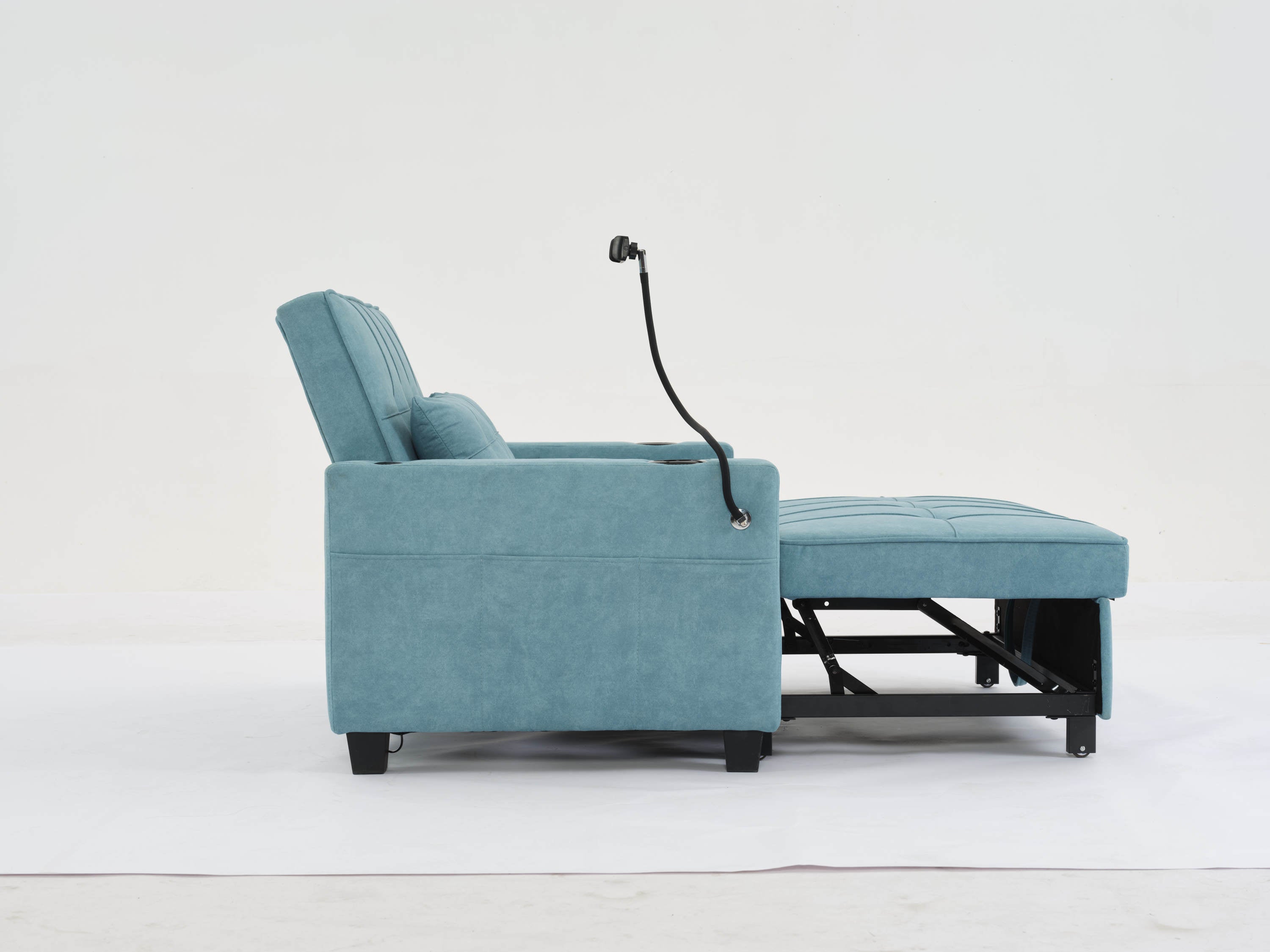 Futon Chair Bed Convertible Chair 3-in-1 Pull Out Sleeper Chair Beds with USB Ports,Wear-resistant and Anti-scratch, Armchair Bed Sleeper for Living Room (Green Tech cloth)