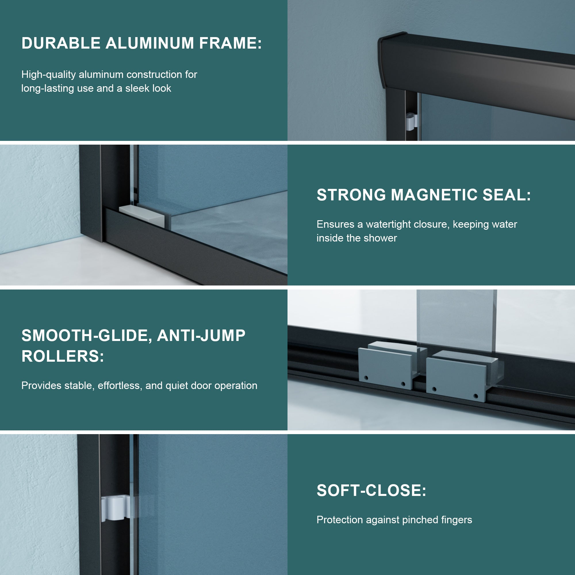 48 x 76 in Double Sliding Glass Shower Door - 48 x 76 in / Matte Black view 4