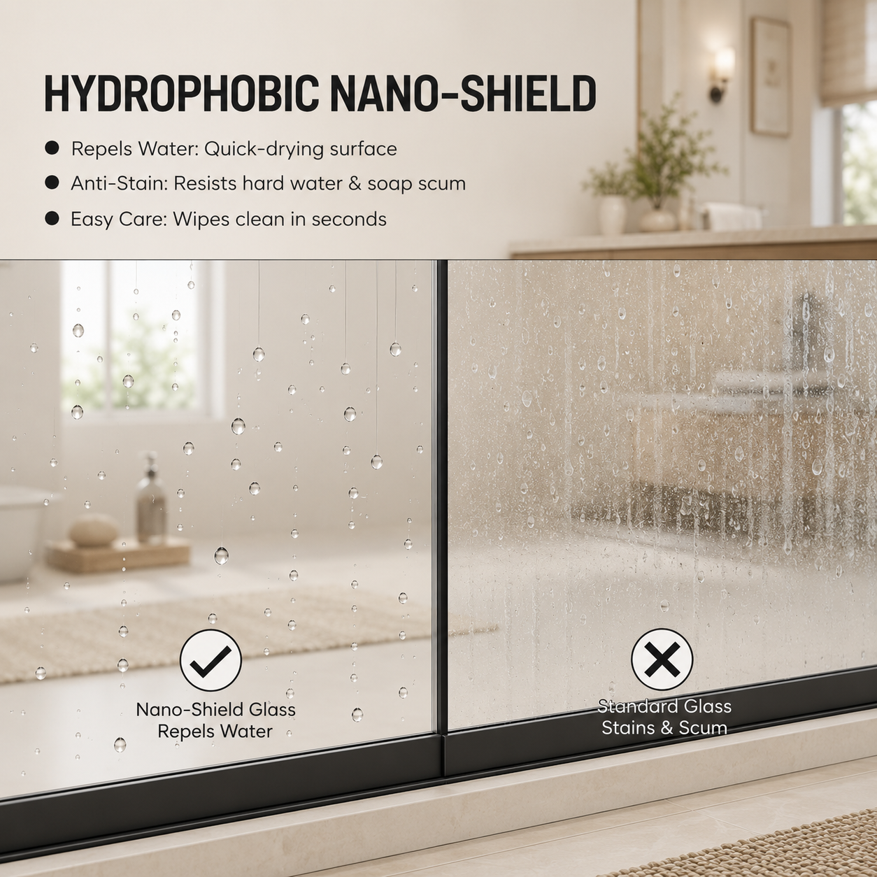 44-48 x 72 in Framed Double Sliding Shower Door - 44-48 x 72 in / Matte Black view 6
