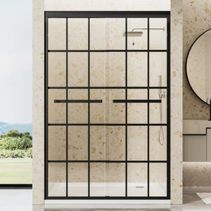44-60 x 72 in Aluminum Frame Double Sliding Shower Door - 44-48 x 72 in / Matte Black view 1