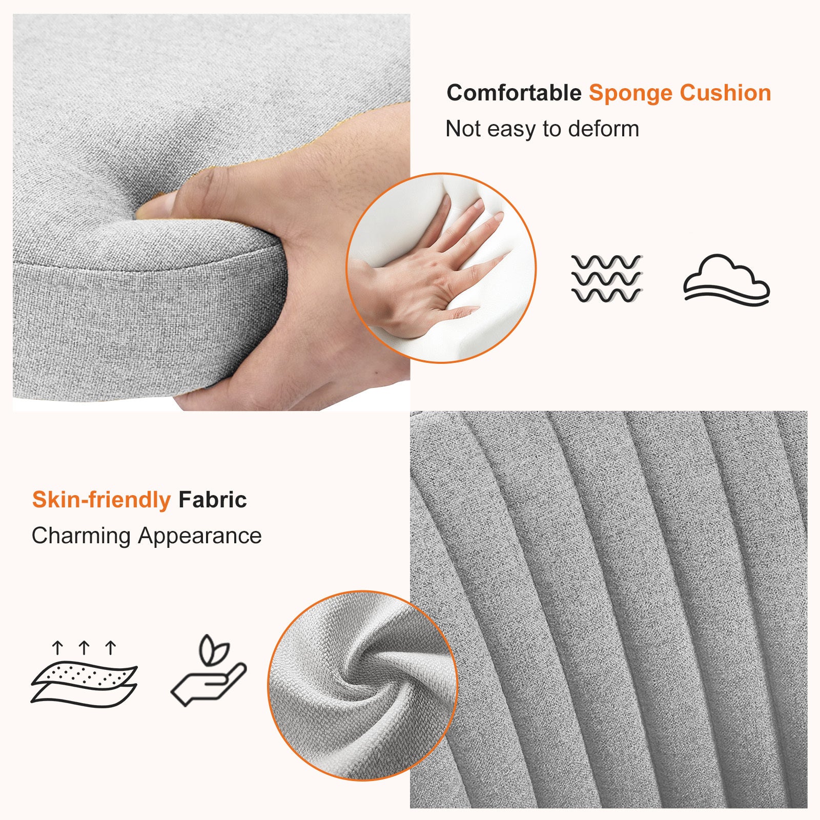 Sweetcrispy Armless Home Office Desk Chair with Wheels Adjustable Swivel Task Computer Vanity Chair for Small Spaces