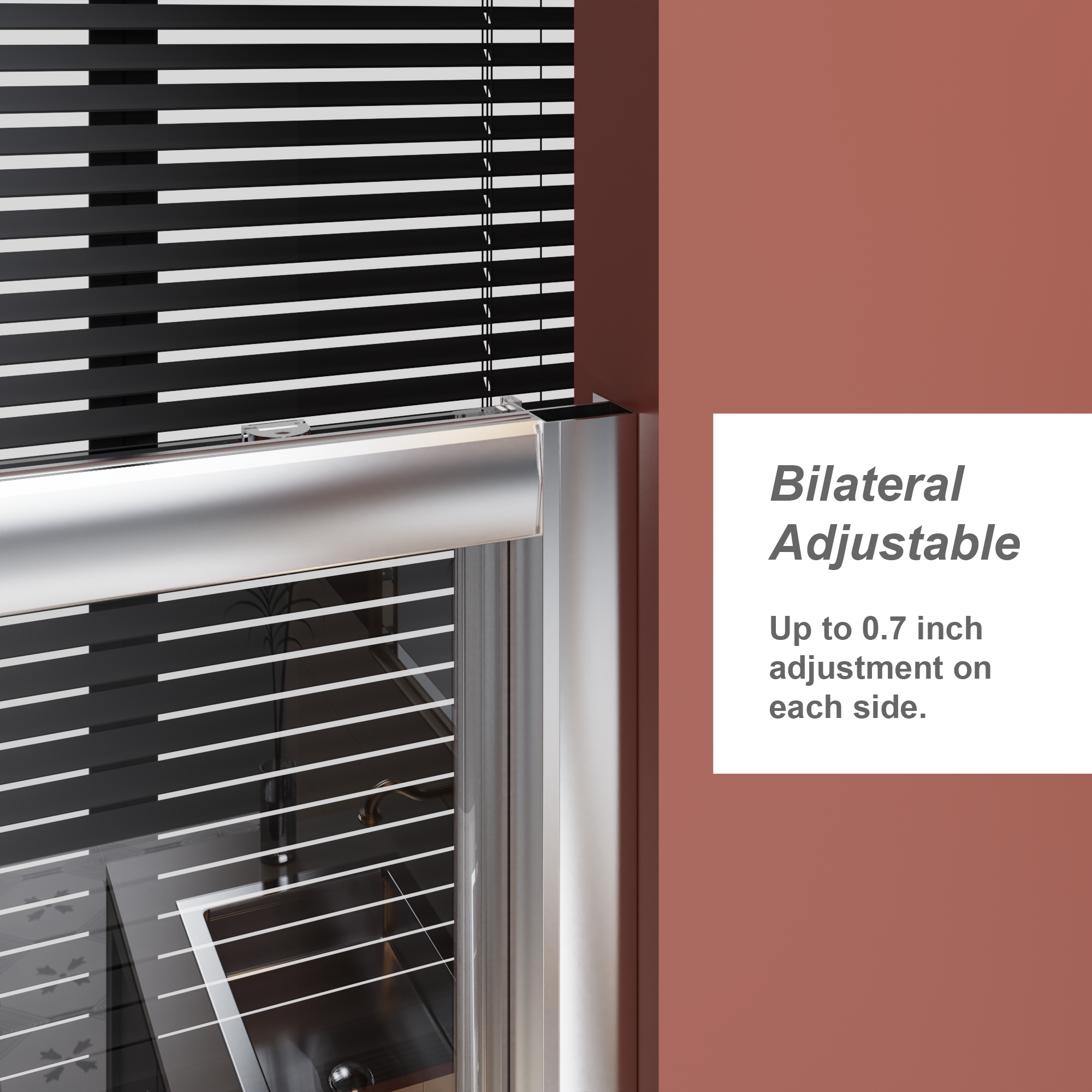 Single sliding shower door 60 x 72 in chrome track and roller detail view