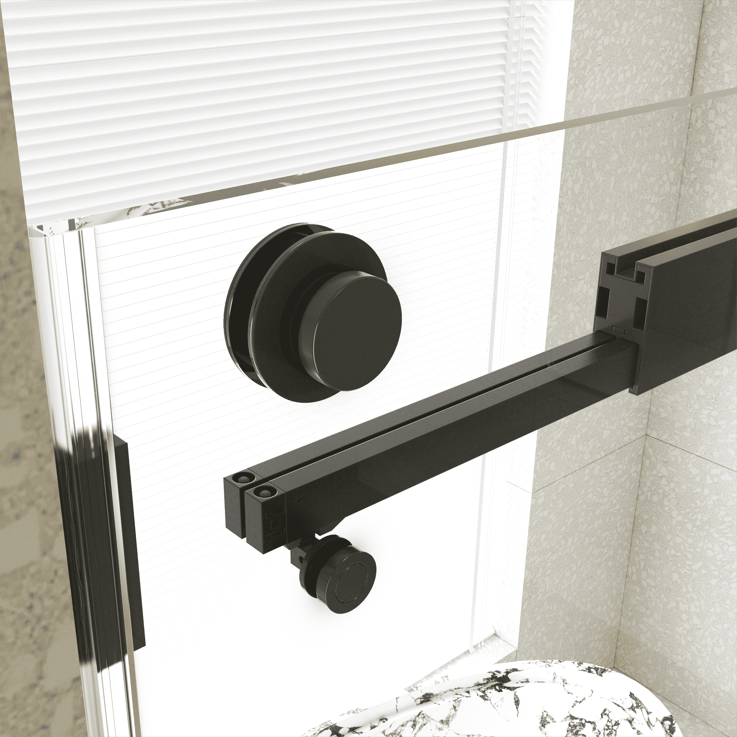56-60" W x 76"H  Frameless Double Sliding Soft-Close Shower Door in Matte Black,3/8 inches (10mm) Thick SGCC Tempered Glass  Door