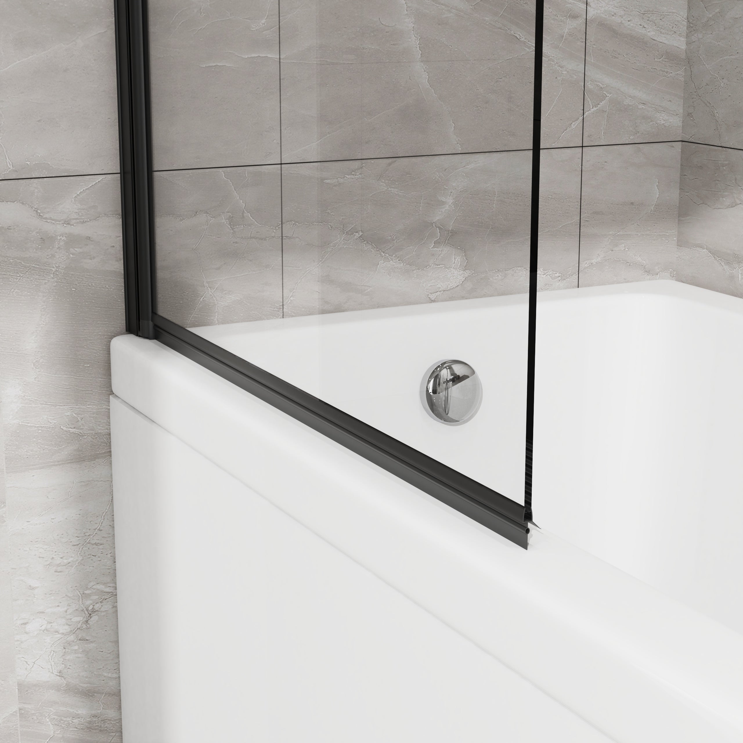 31 x 55 in Frameless Bathtub Screen - Matte Black view 6