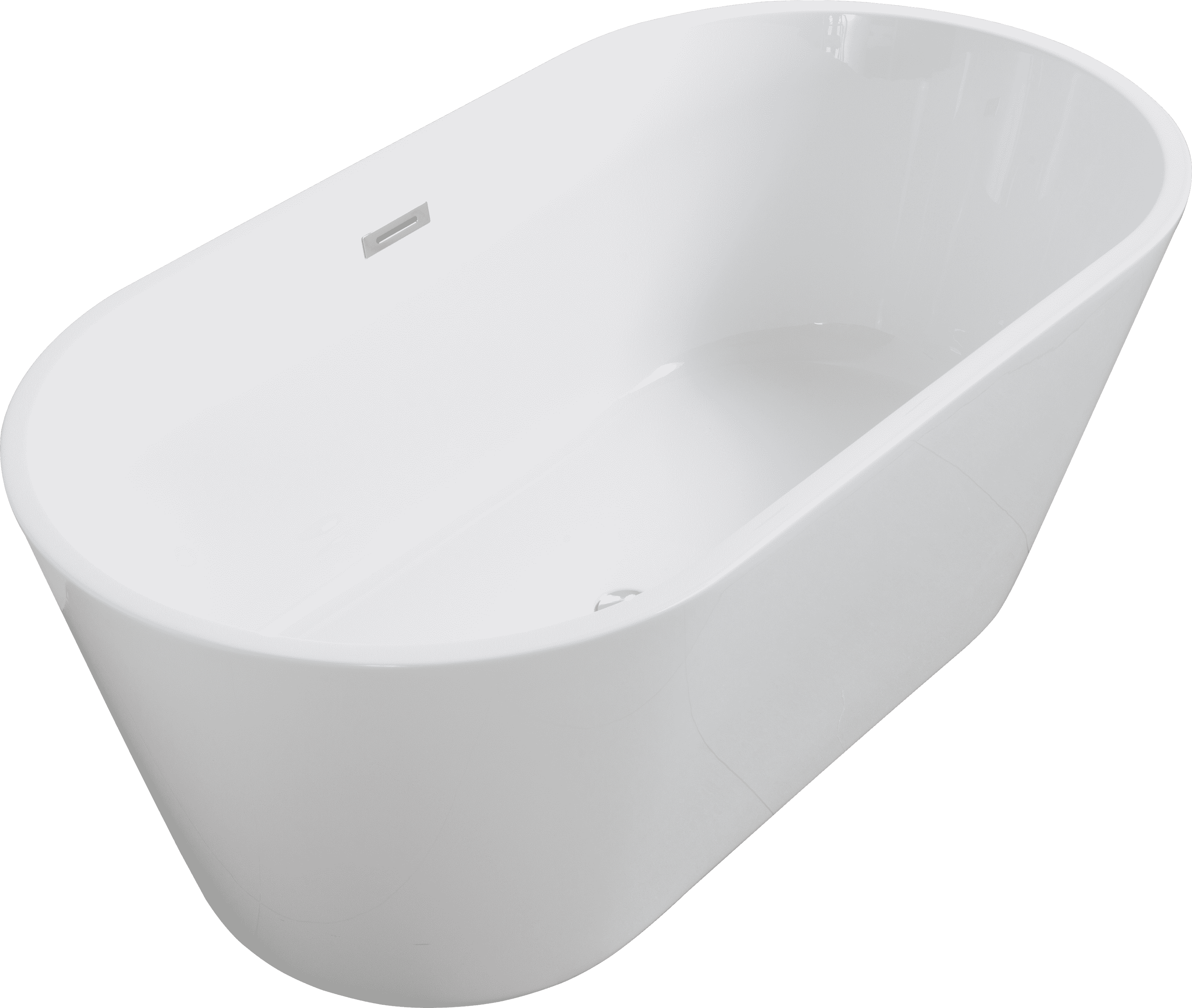 60'' Freestanding Gloss White Acrylic Soaking Bathtub with Toe-Tap Chrome Drain and Classic Slotted Overflow, 24A02-60