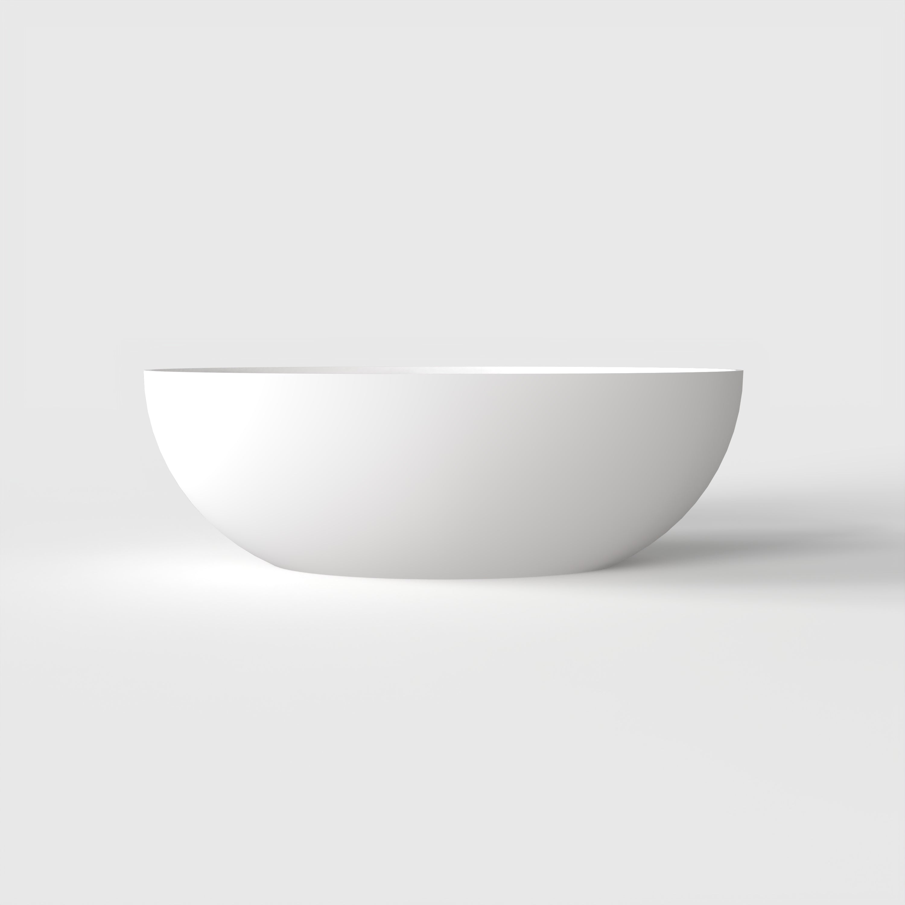 Solid surface freestanding soaking tub, deep basin interior view