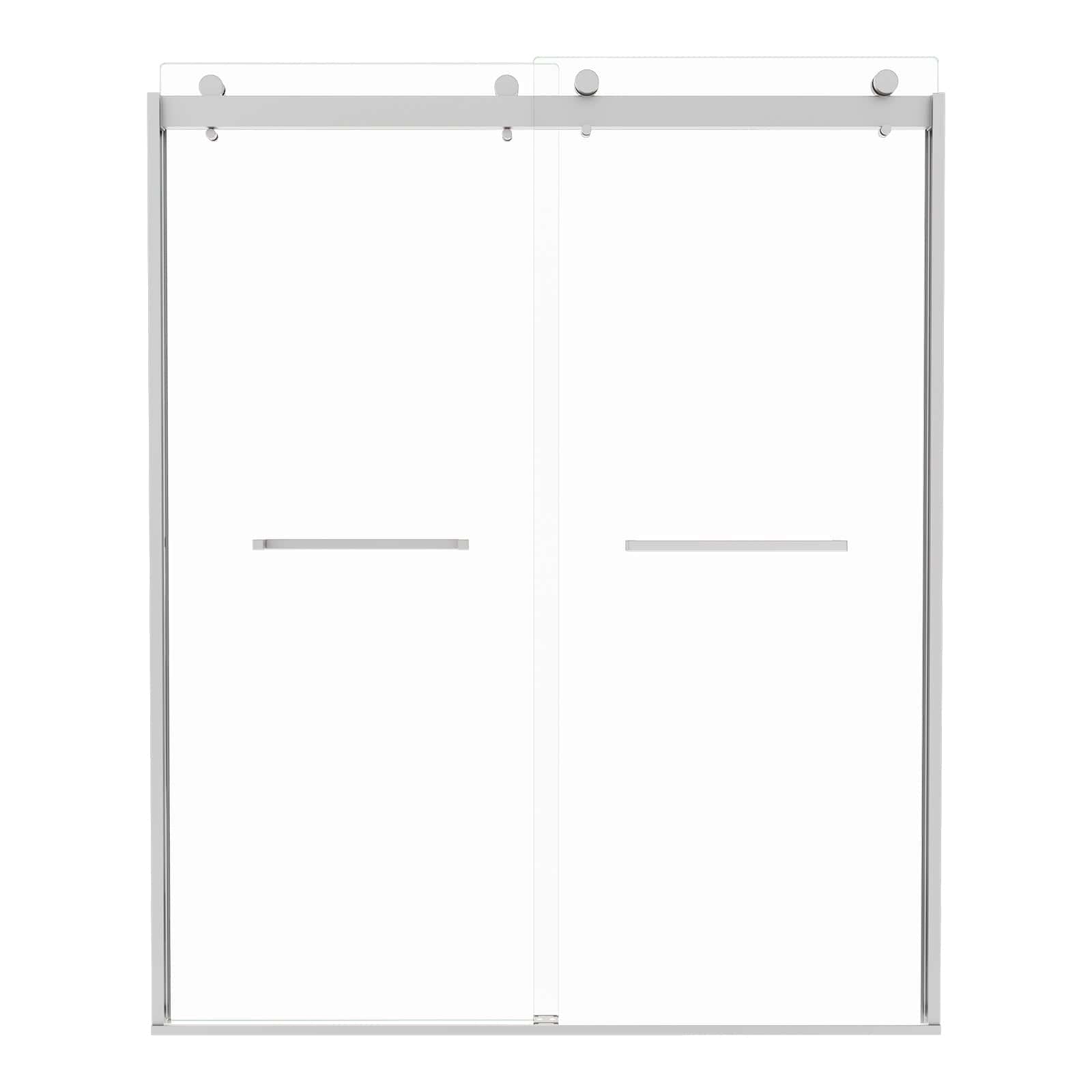 (56-60"W x 74"H) Bypass shower door, sliding door, with 5/16" tempered glass and Polished Chrome finish 6074