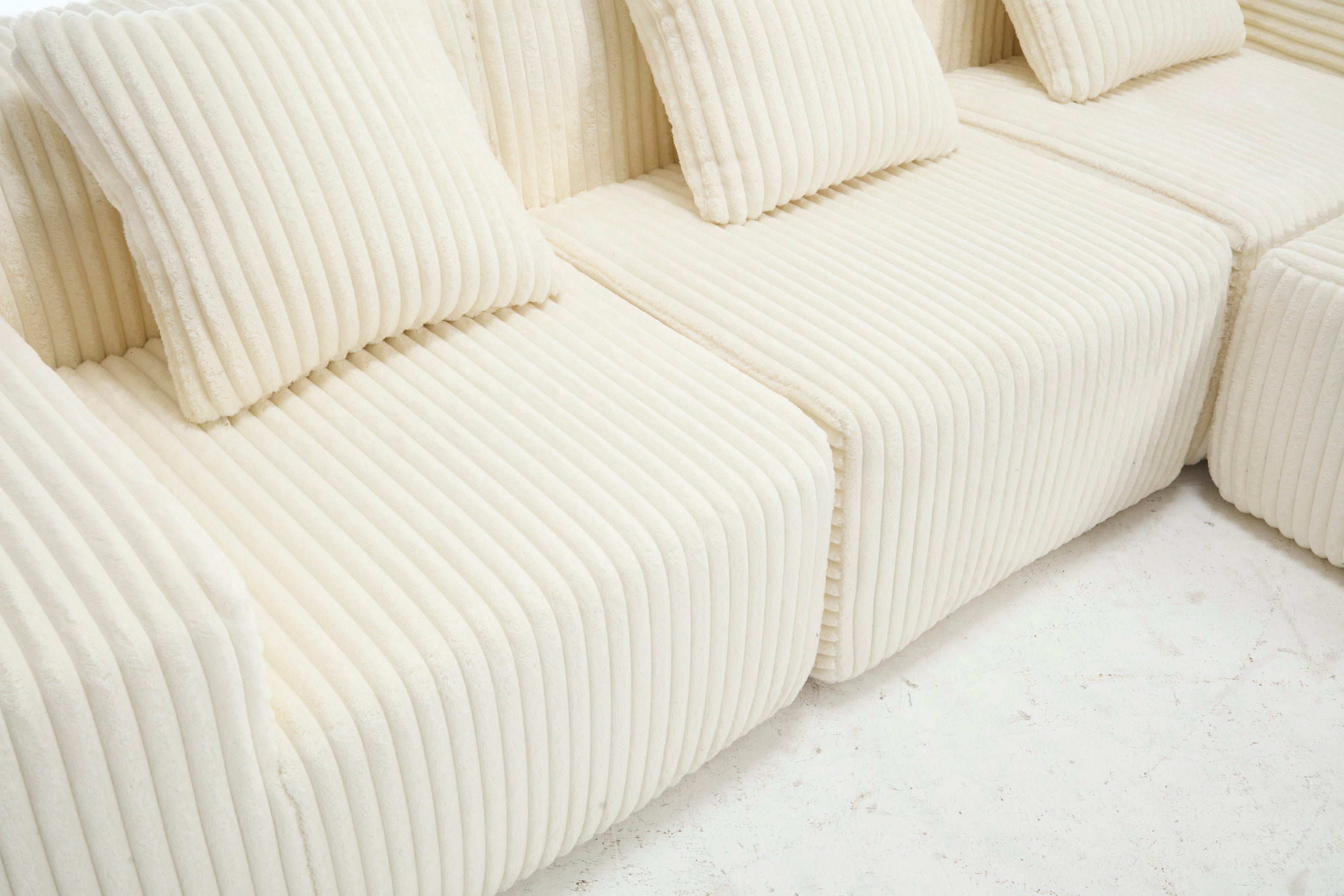 Modern Minimalist Modular Sectional Sofa,  L-Shape Upholstered Cloud Couch with Deep Seats, Right Facing Chaise for Living Room-White