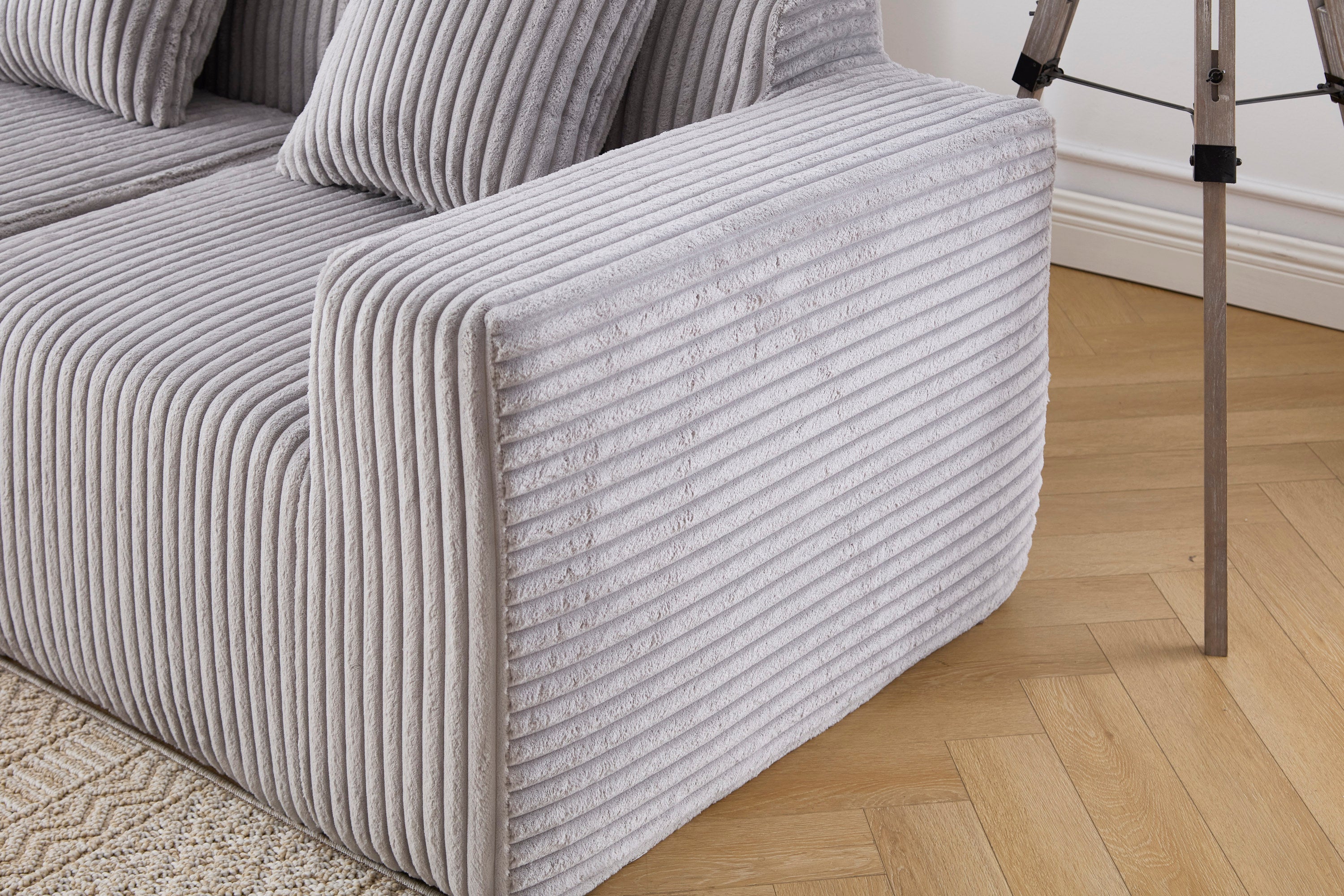 Modern Minimalist Modular Sectional Sofa,  L-Shape Upholstered Cloud Couch with Deep Seats, Right Facing Chaise for Living Room-Light Gray