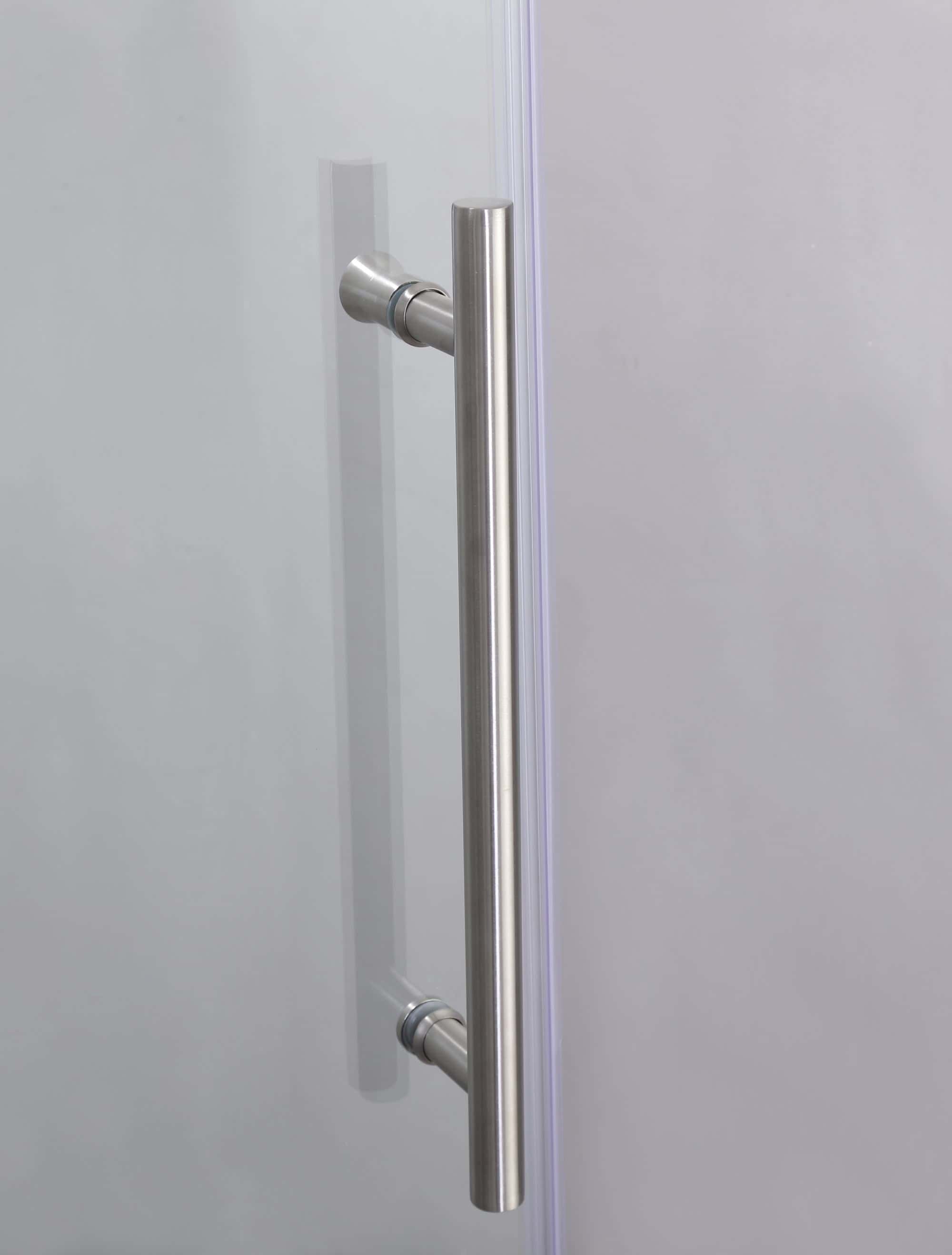 Frameless Shower Doors 60"W x 76"H with 3/8"(10mm) Clear Tempered Glass, Brushed Nicel Finish