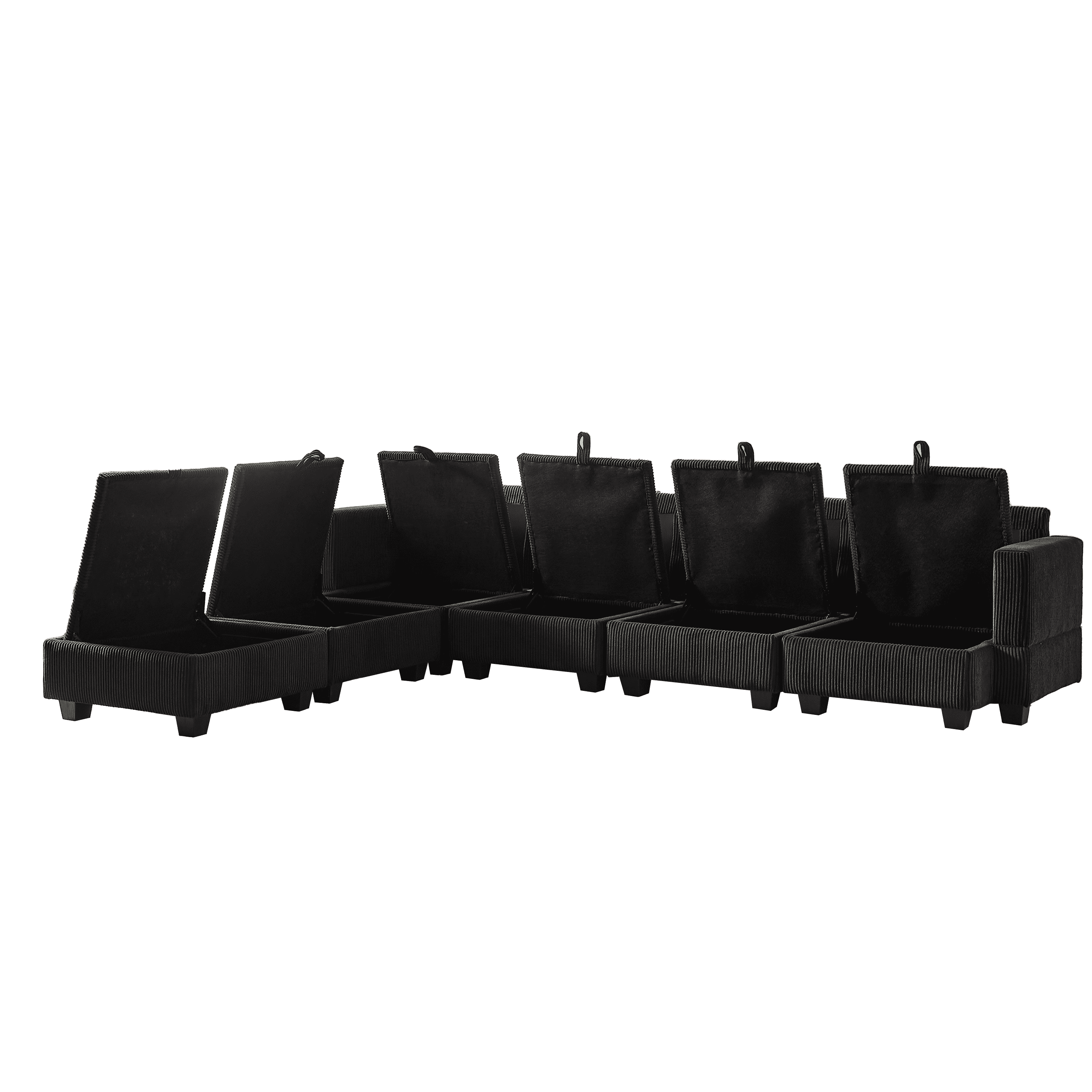 113.5'' Modular Sectiona Corduroy Sofa, Sectional Couches for Living Room U Shaped Sectional Couch with Storage Ottoman, 6 Seats Convertible Sectionals with Chaise