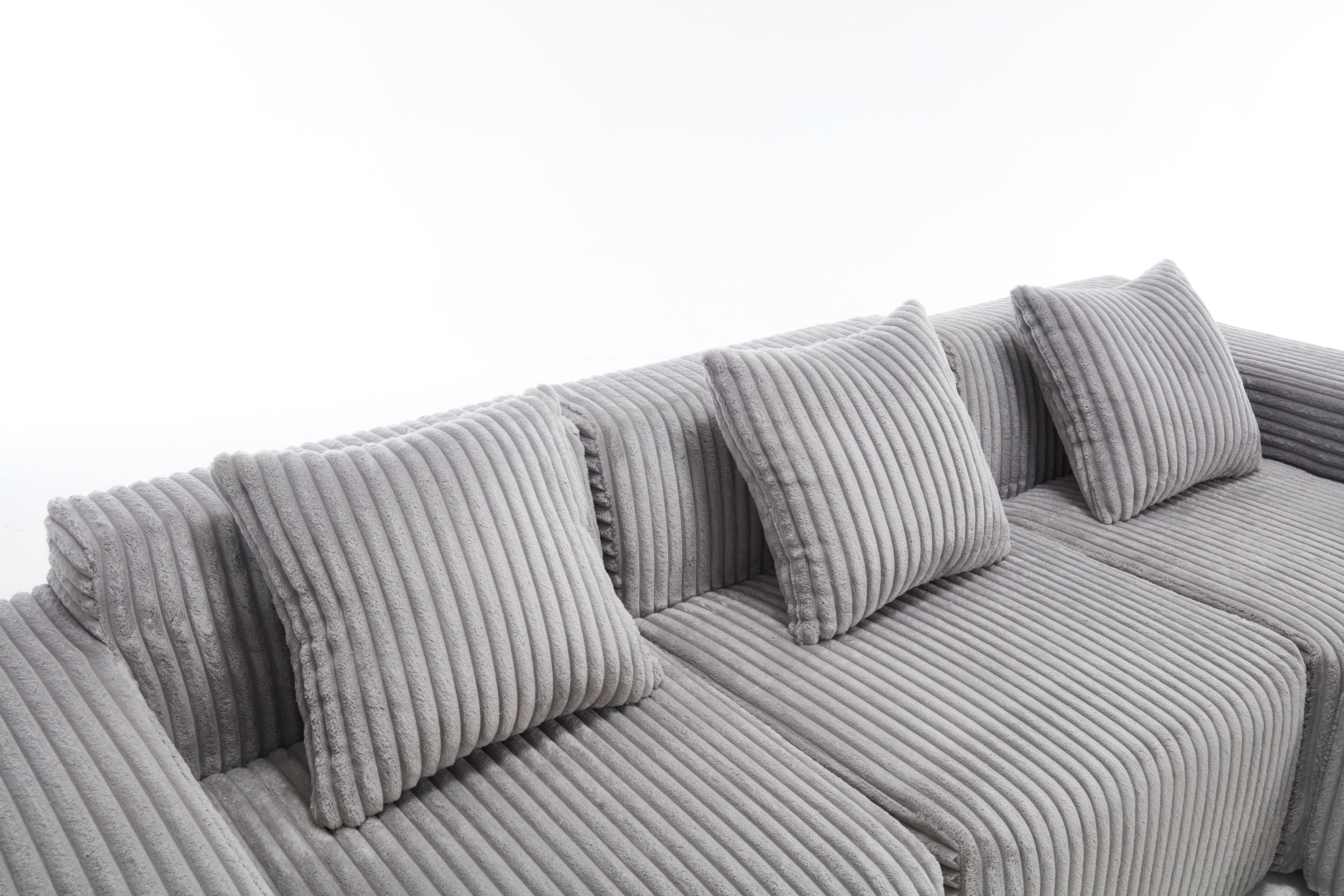 Modern Minimalist Modular Sectional Sofa,  L-Shape Upholstered Cloud Couch with Deep Seats, Right Facing Chaise for Living Room-Light Gray