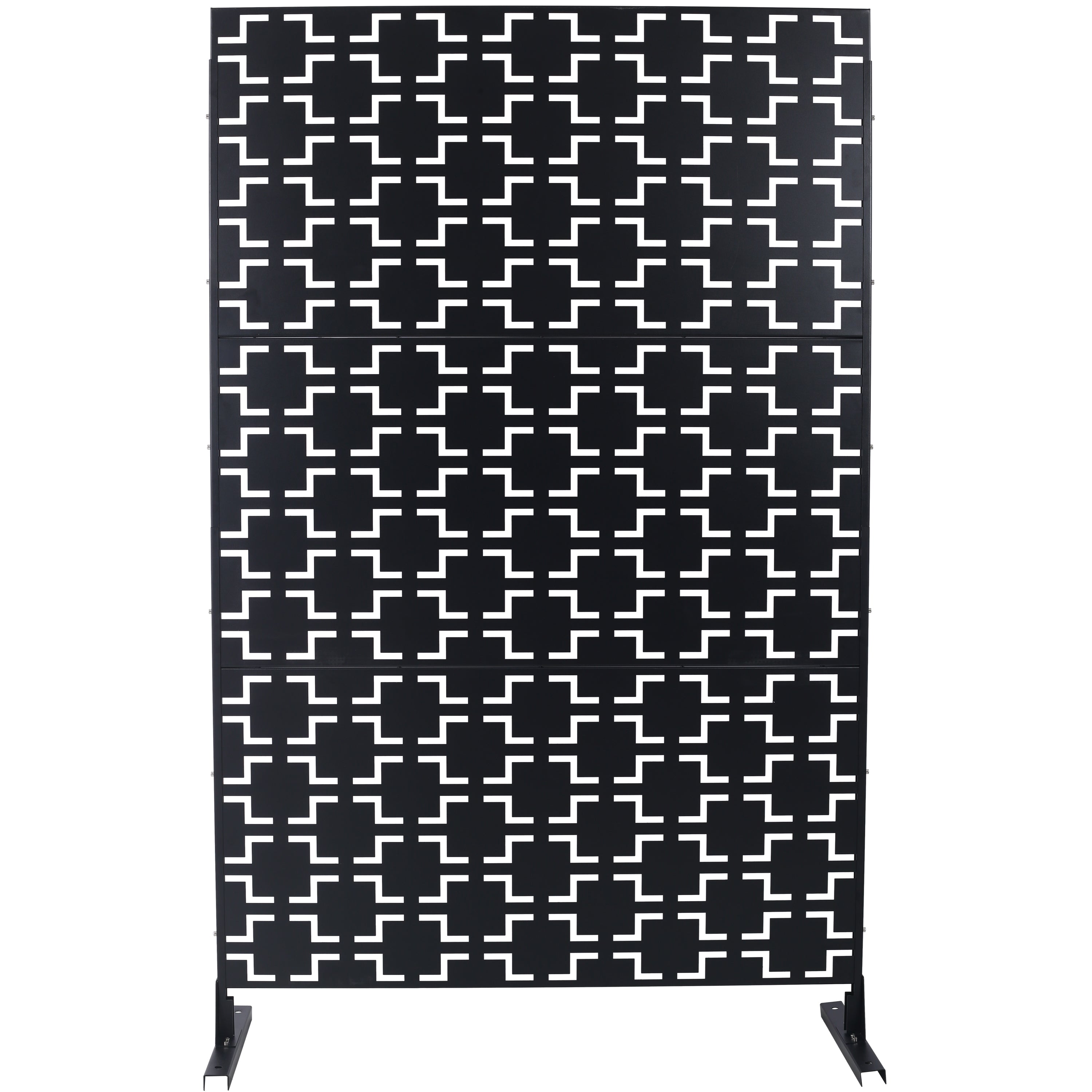 Outdoor & Indoor Privacy Screen Metal Privacy Screen 76" H×48" W, Freestanding Decorative Privacy Screen for Deck Balcony Patio, Privacy Fence Panels for Outside Lawn Garden PS105 BLACK,LIGHT WEIGHT