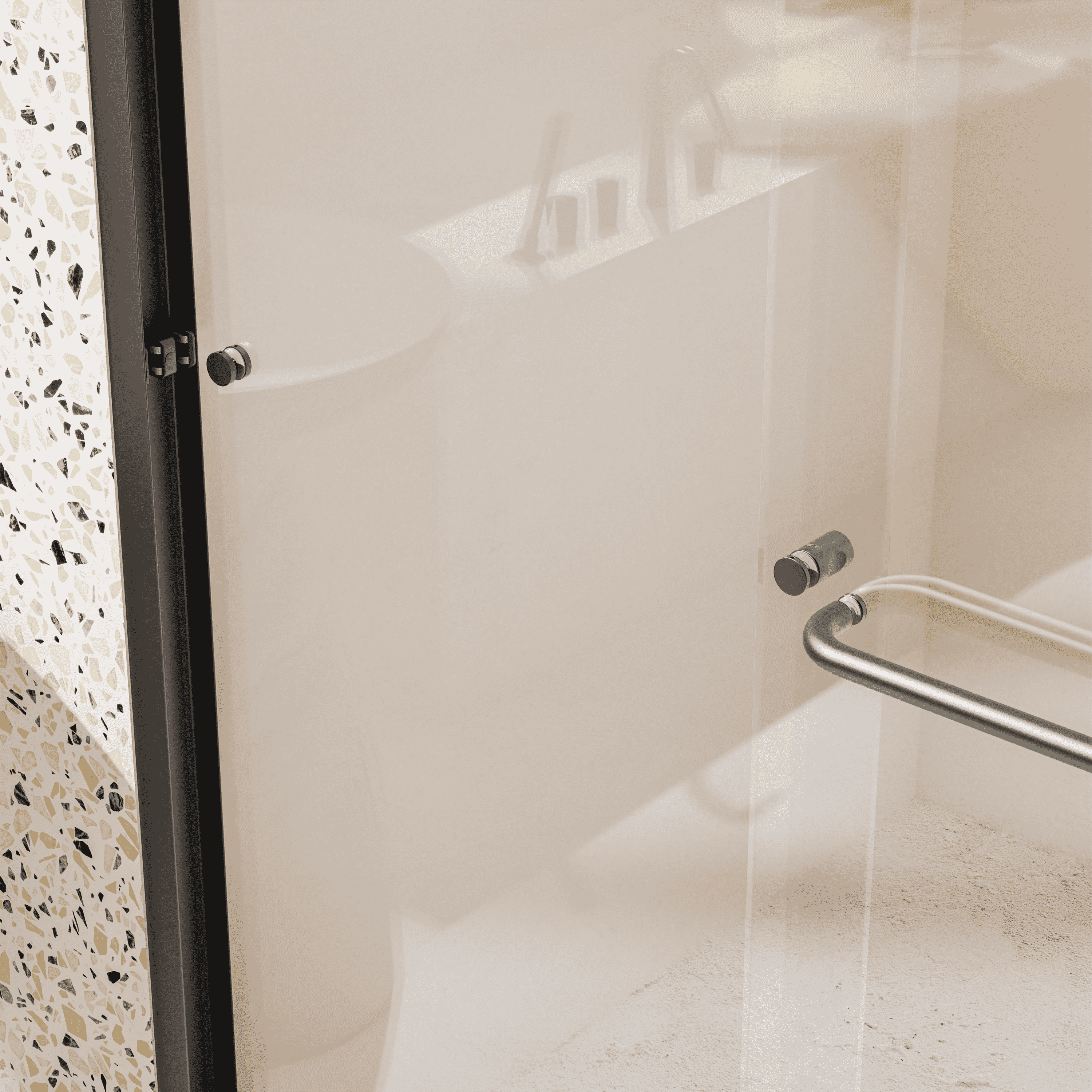 Semi-Frameless Double Sliding Shower Door, Bypass Shower Door,44"-48"W x 72" H  1/4" (6mm) Thick SGCC Tempered Glass Door, Matte Black