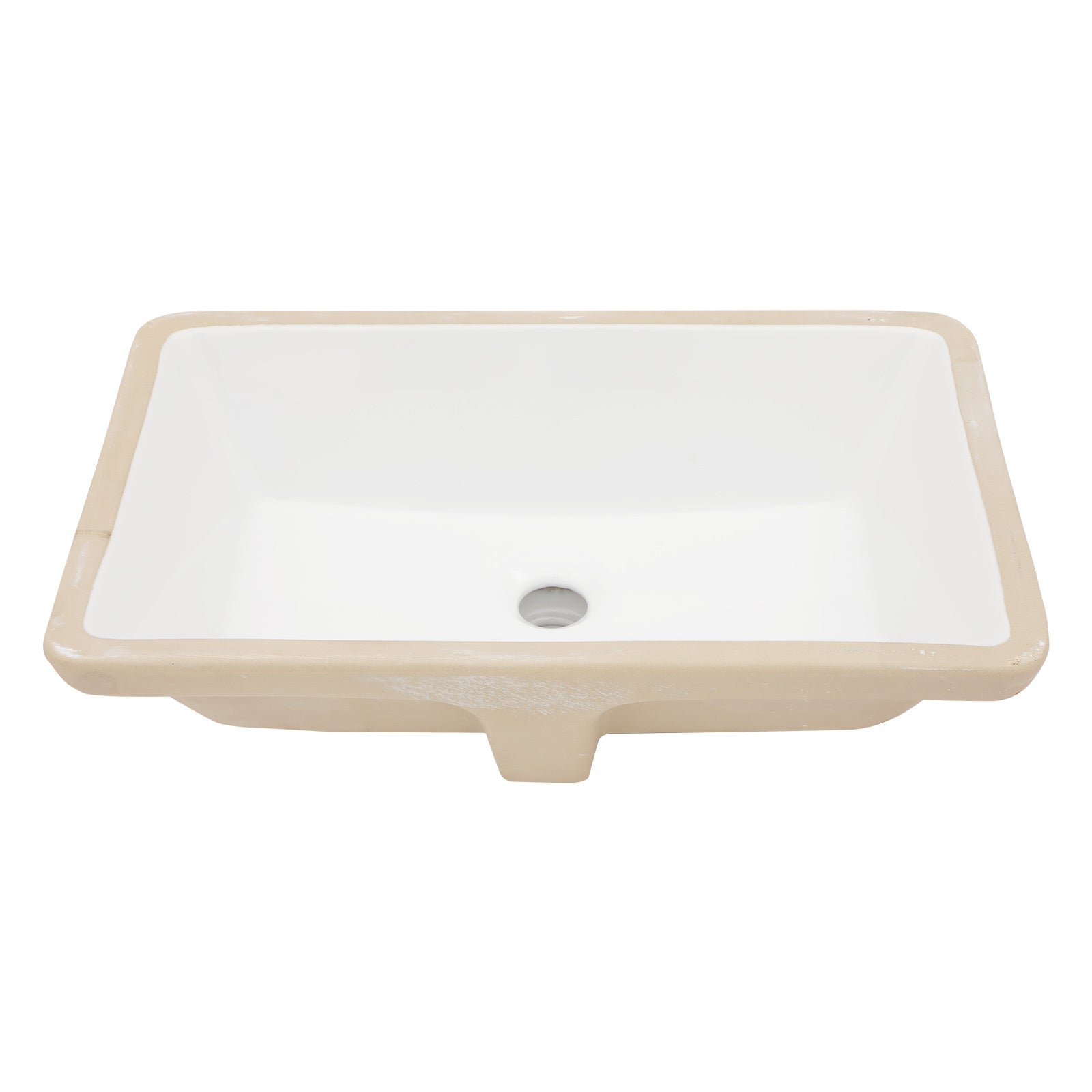 21"x13" White Ceramic Rectangular Undermount Bathroom Sink with Overflow