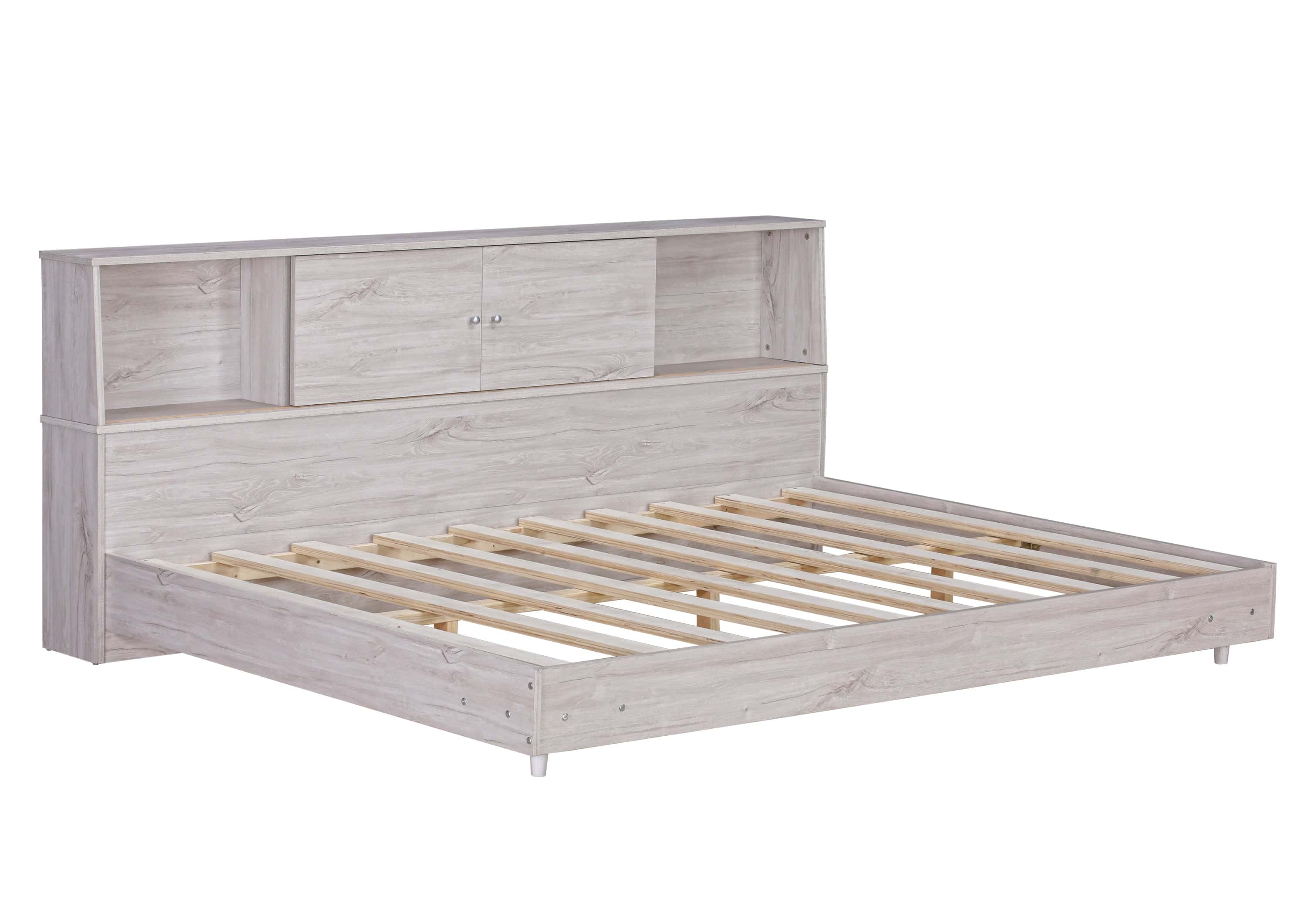 Full Size Daybed Frame with Storage Bookcases,White Oak