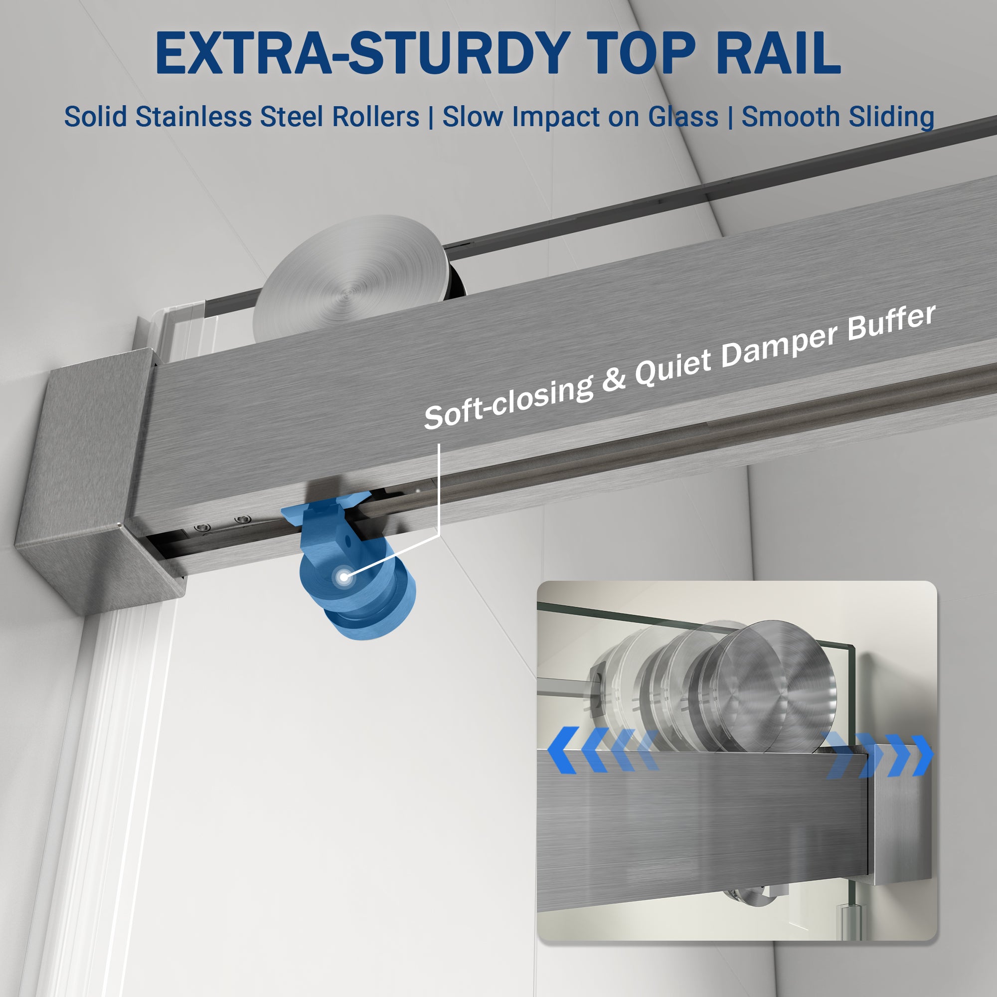 56-60 x 76 in Soft-Close Frameless Sliding Shower Door - 56-60 x 76 in / Brushed Nickel view 3