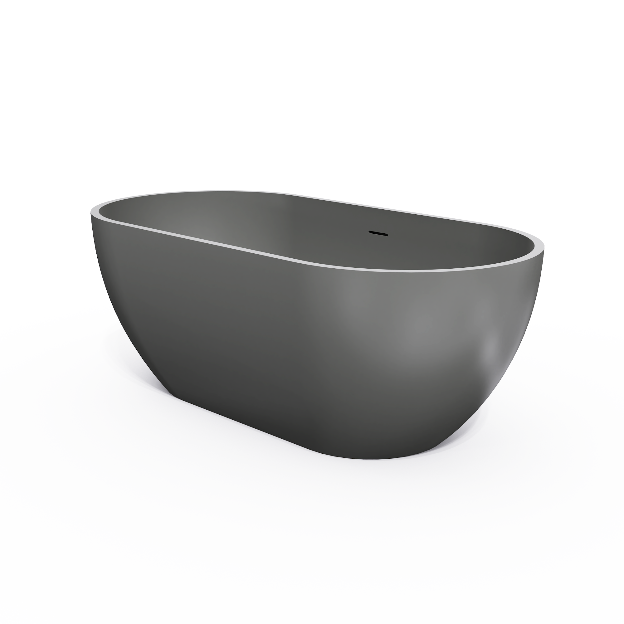 59-inch oval solid surface freestanding soaking tub, interior view