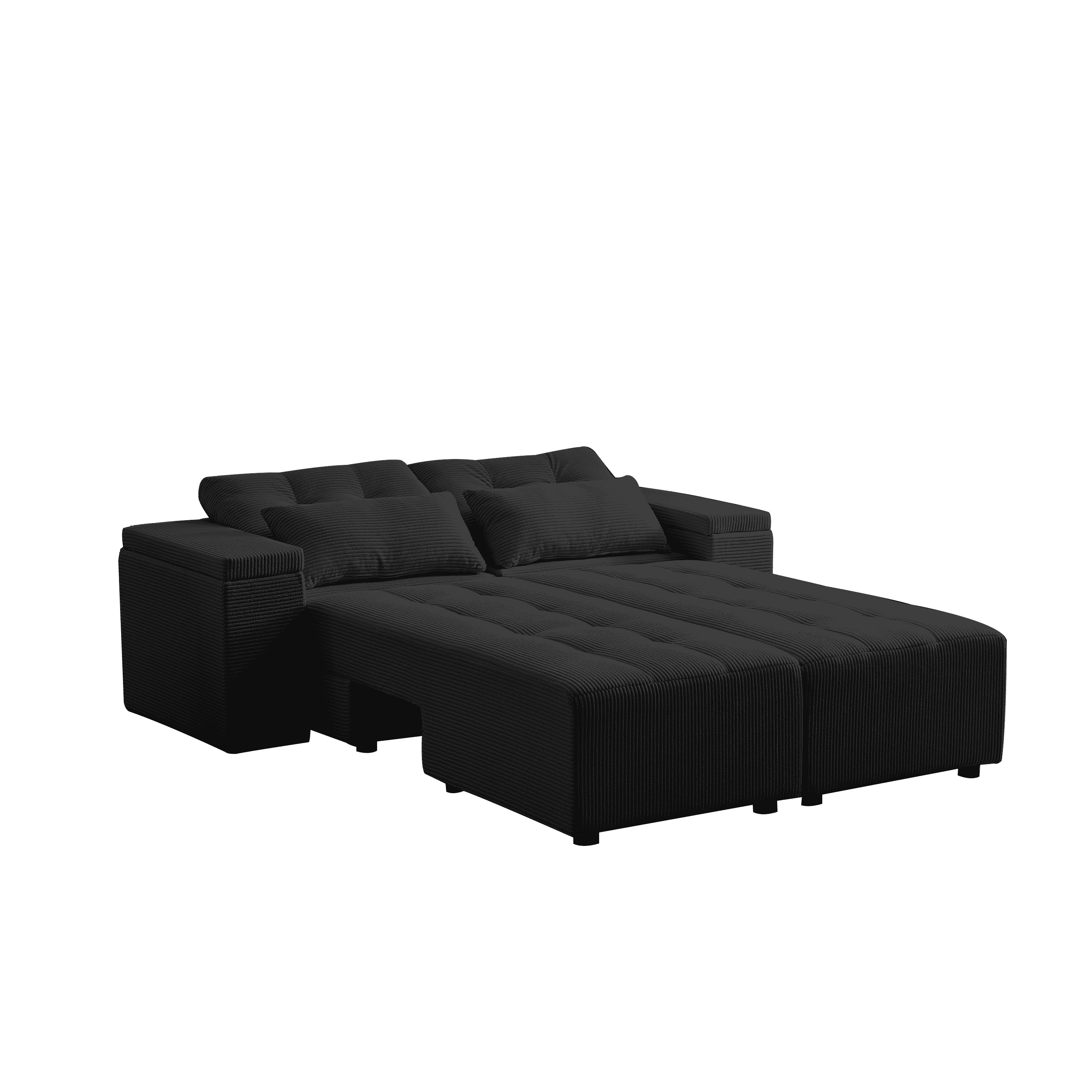 Convertible 3 in 1 Sleeper Sofa and Sectional Sofa with 4 Storage Space for Living Room,Corduroy Couch With 4 pillows,Corduroy