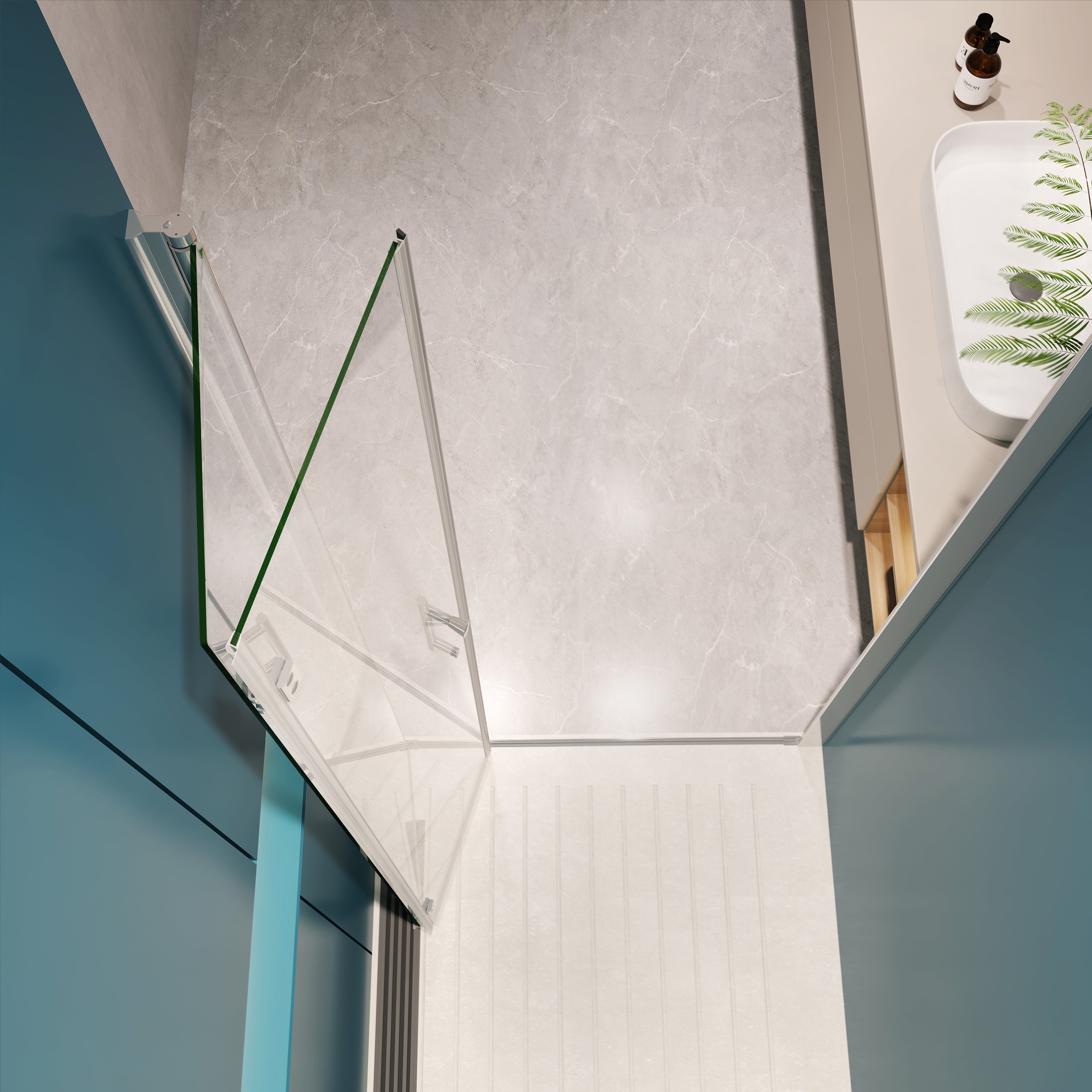 30-31 x 72 in chrome pivot shower door bathroom view