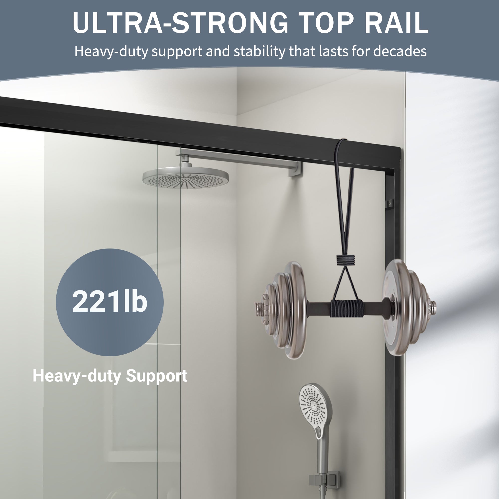 44-60 x 72 in Semi-Frameless Double Sliding Shower Door - 44-48 x 72 in / Matte Black view 5
