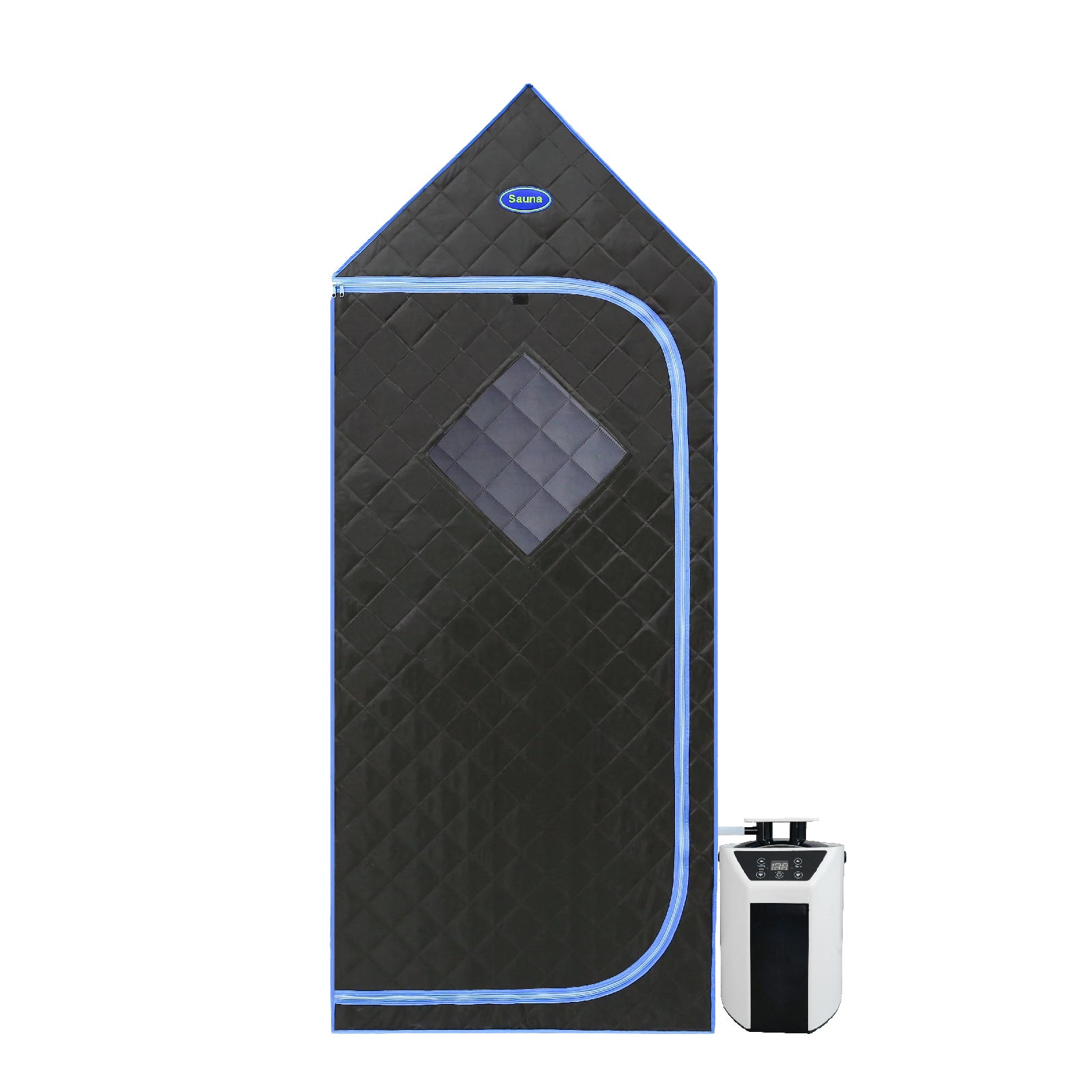 Portable Gothic Roof Plus Type Full Size Steam Sauna tent. Spa, Detox ,Therapy and Relaxation at home. Larger Space, Stainless Steel Pipes Connector Easy to Install. FCC Certification--Black