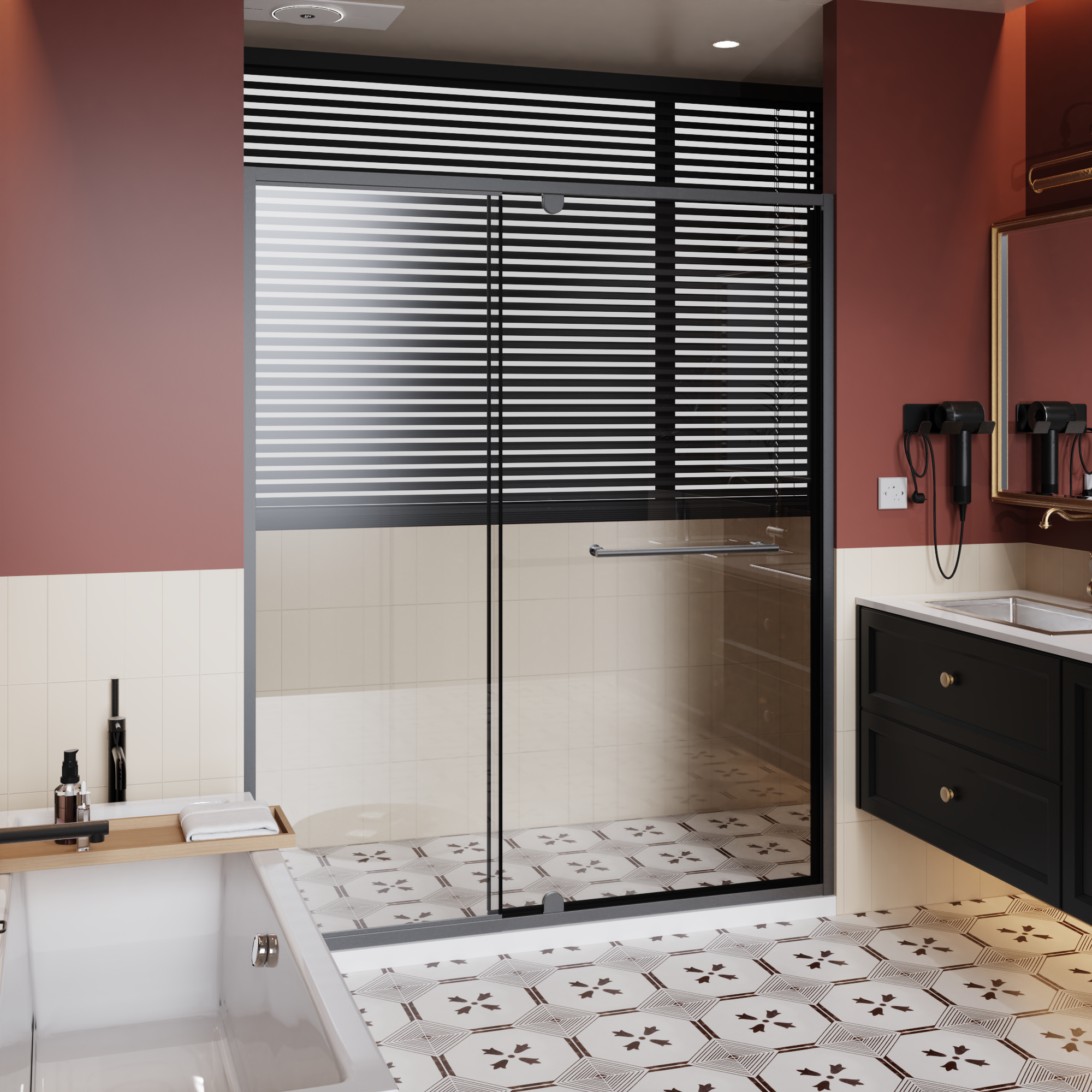 56-60 x 72 in Pivot Shower Door - 56-60 x 72 in / Matte Black view 2