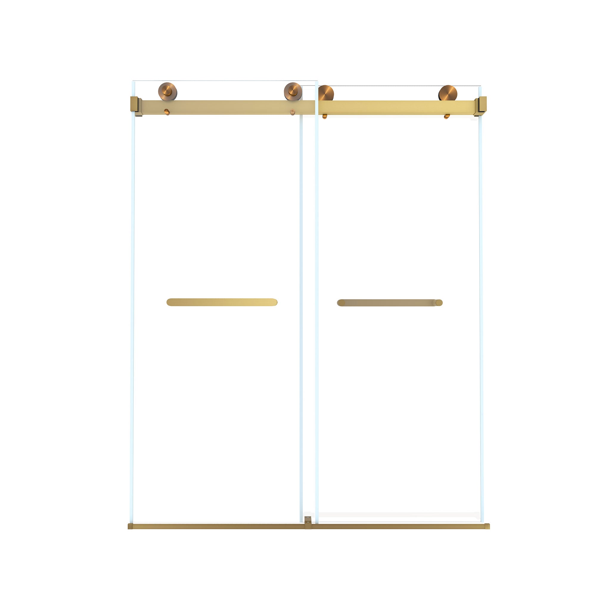 56-60 x 74 in Frameless Double Sliding Square-Tube Shower Door - 56-60 x 74 in / Brushed Gold / Square Tube view 4