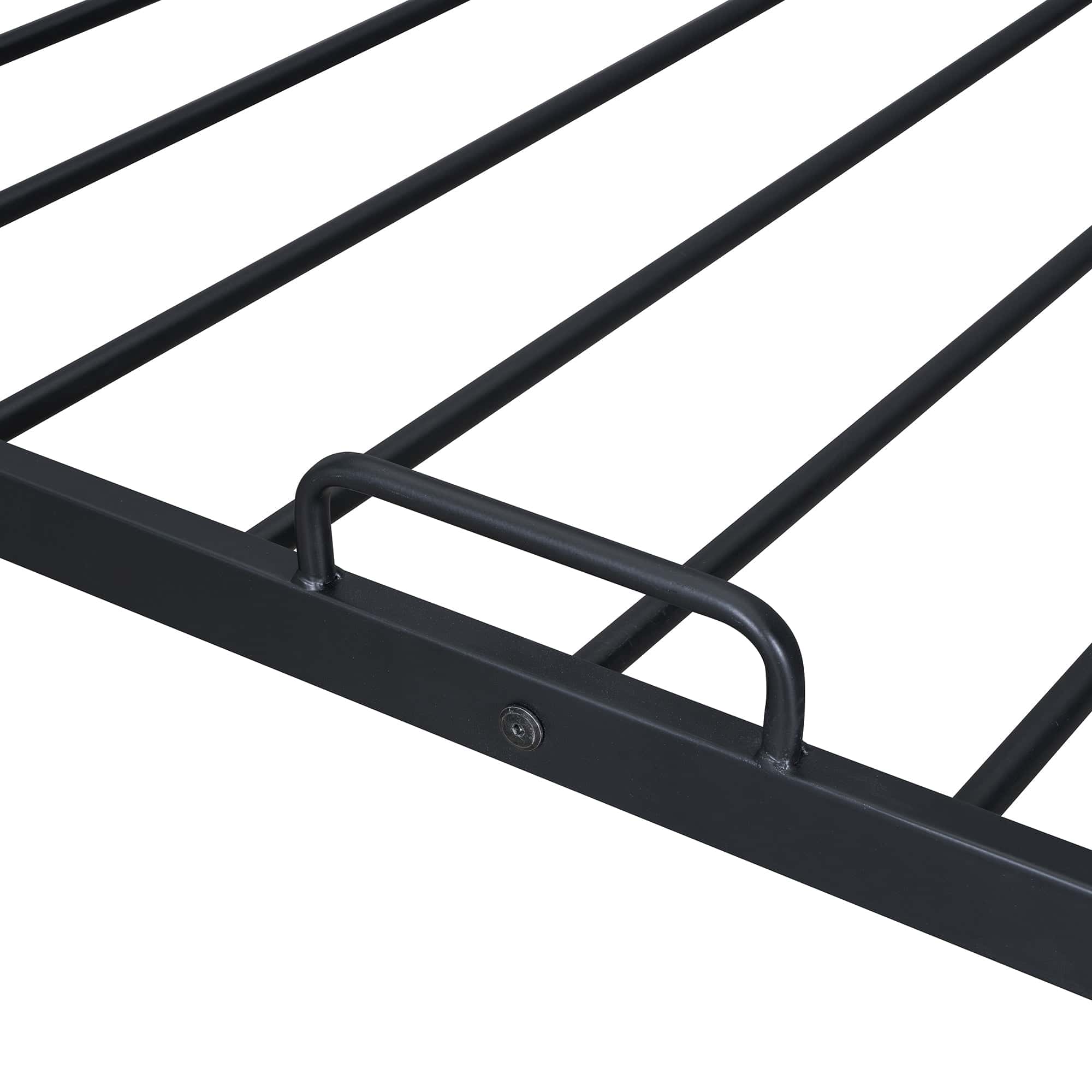 Full Size Metal House Bed with Twin Size Trundle, Black