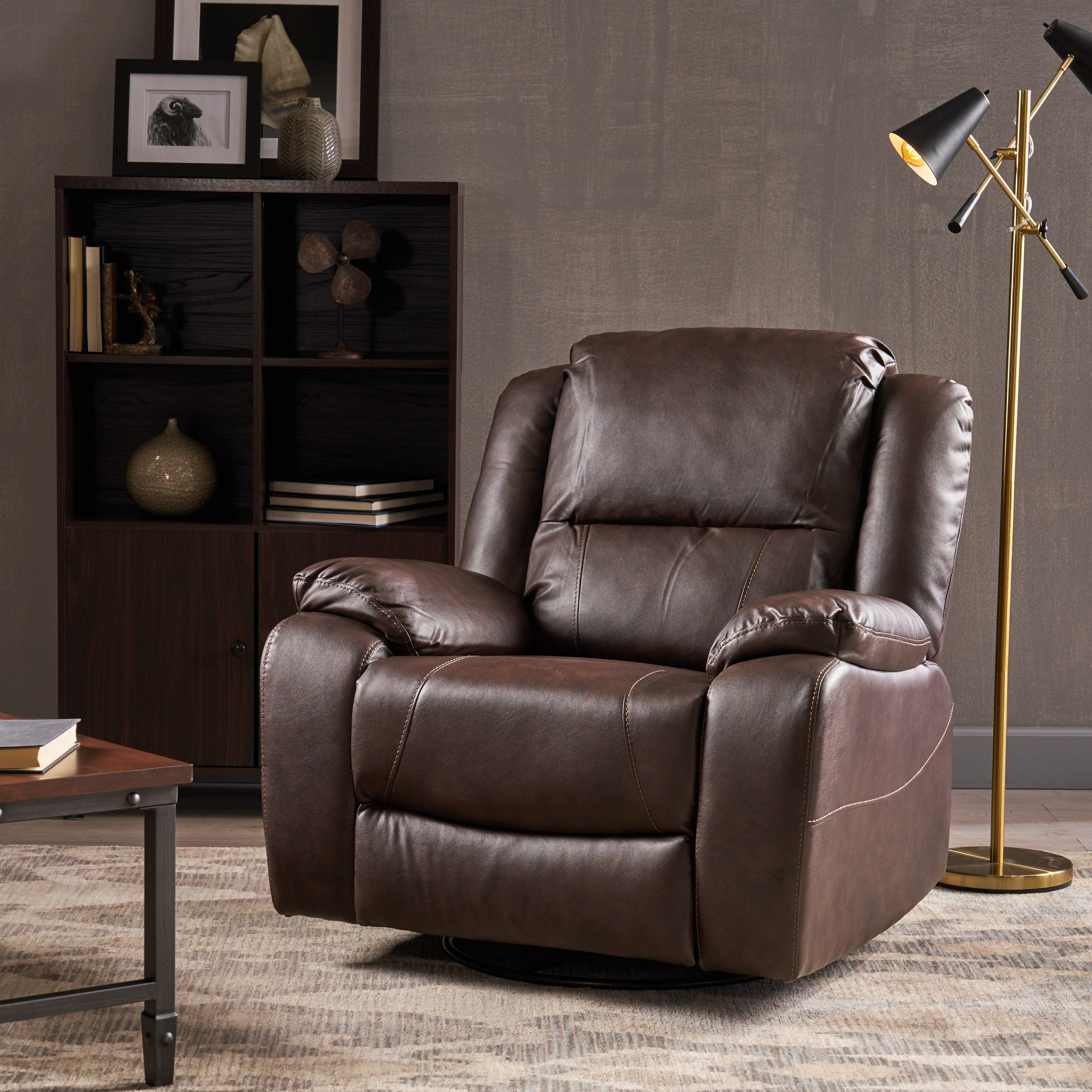 39" Wide Faux Leather Manual Swivel Standard Recliner