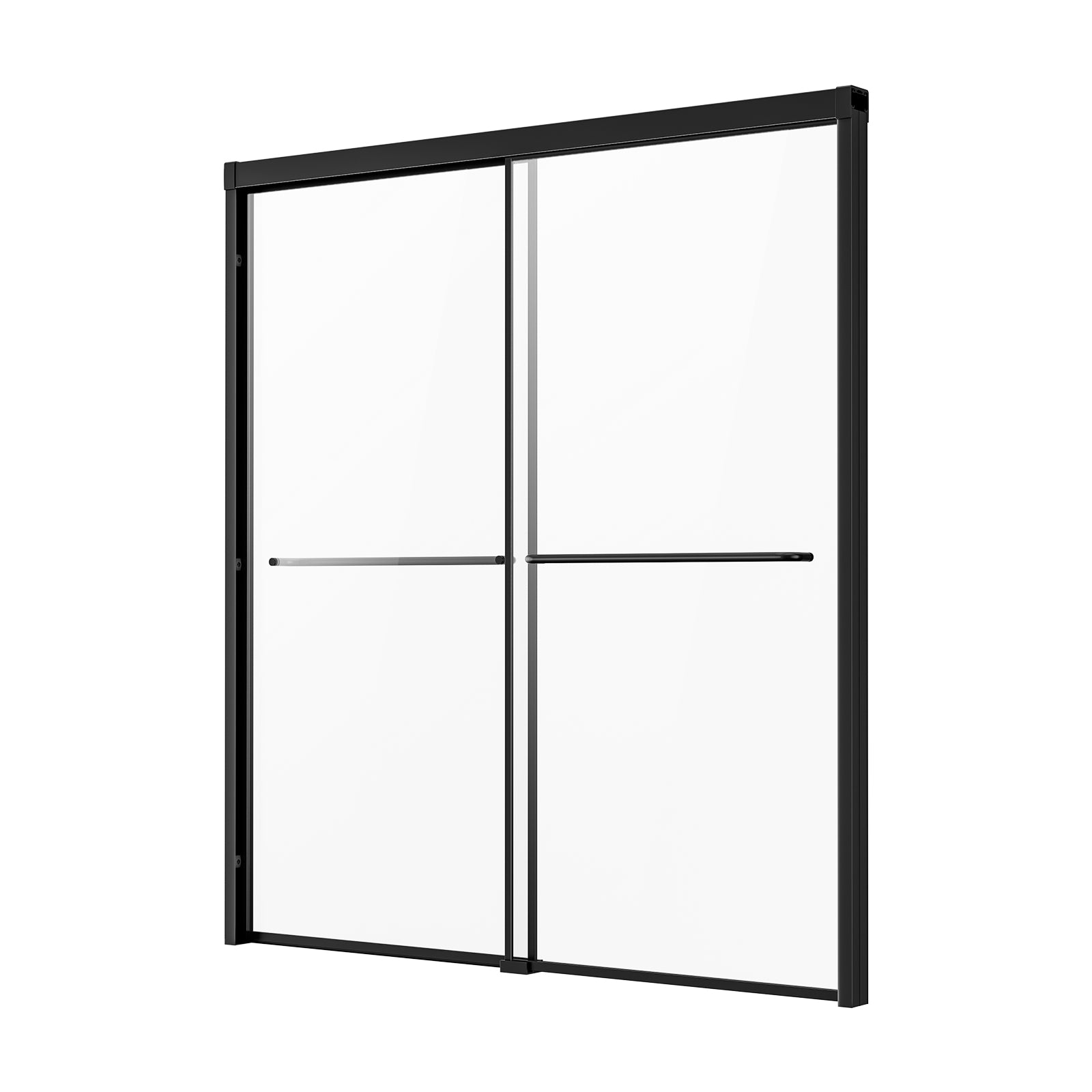 50-60 x 60 semi-frameless bypass tub door matte black front view
