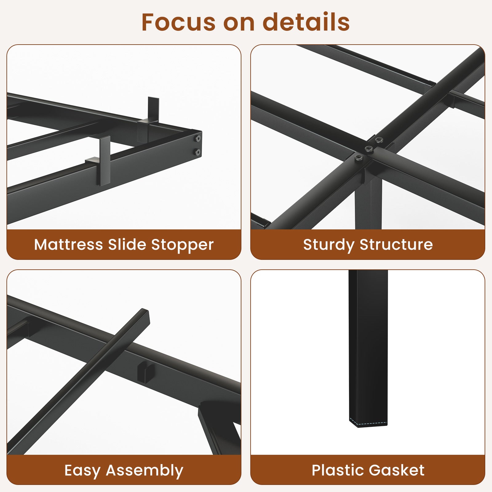 Floating Bed Frame King Size with LED Lights & charging station, Metal Platform Queen Bed, 79.9'' L x 76.2'' W x 7.9'' H.