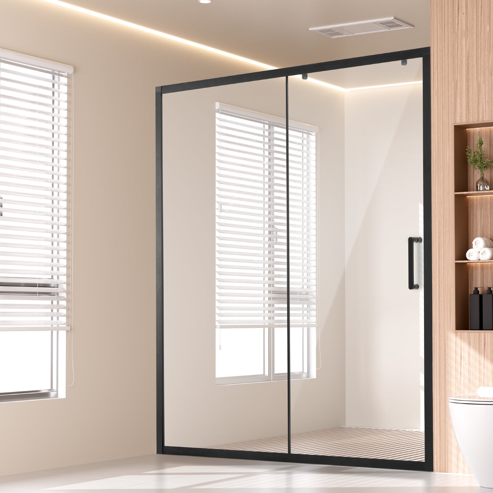 58-59 x 70 in Semi-Frameless Shower Door showing glass door detail