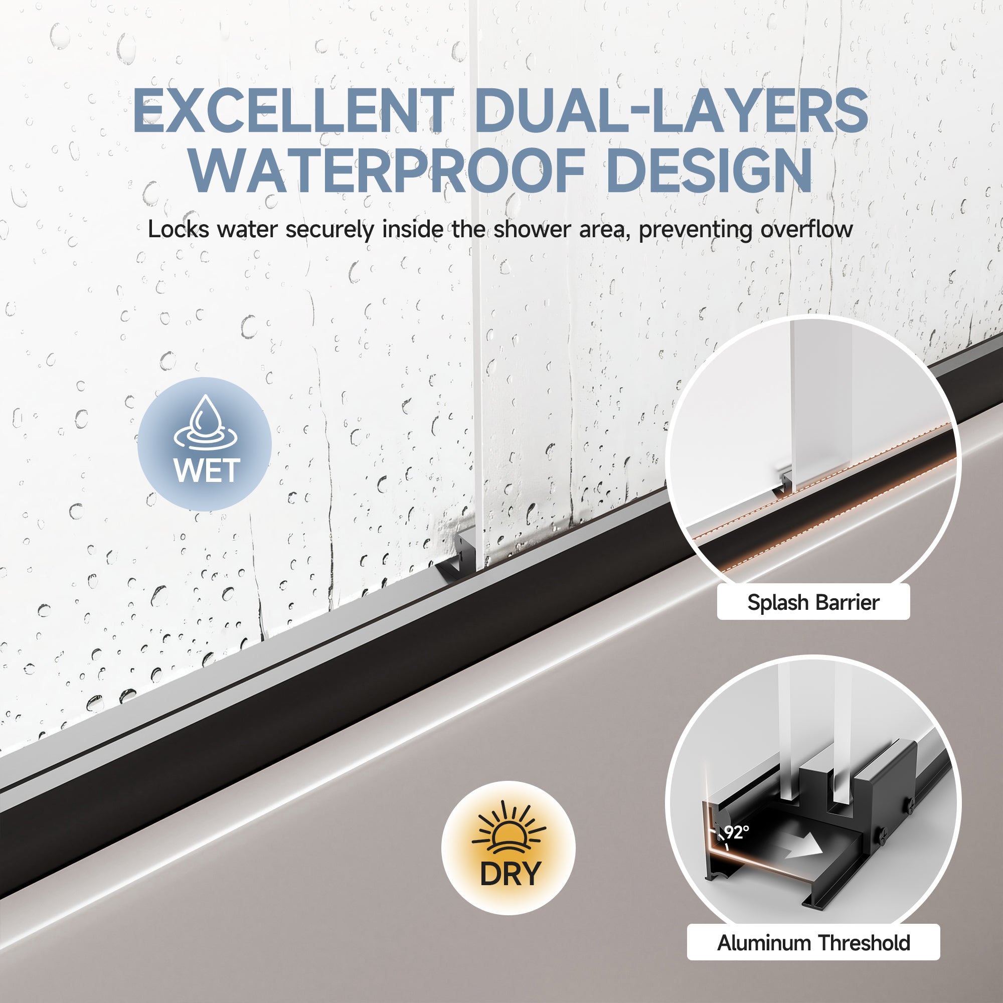 56-60 x 58 in Frosted Framed Sliding Tub Door - 56-60 x 58 in / Matte Black / Frosted Glass view 6