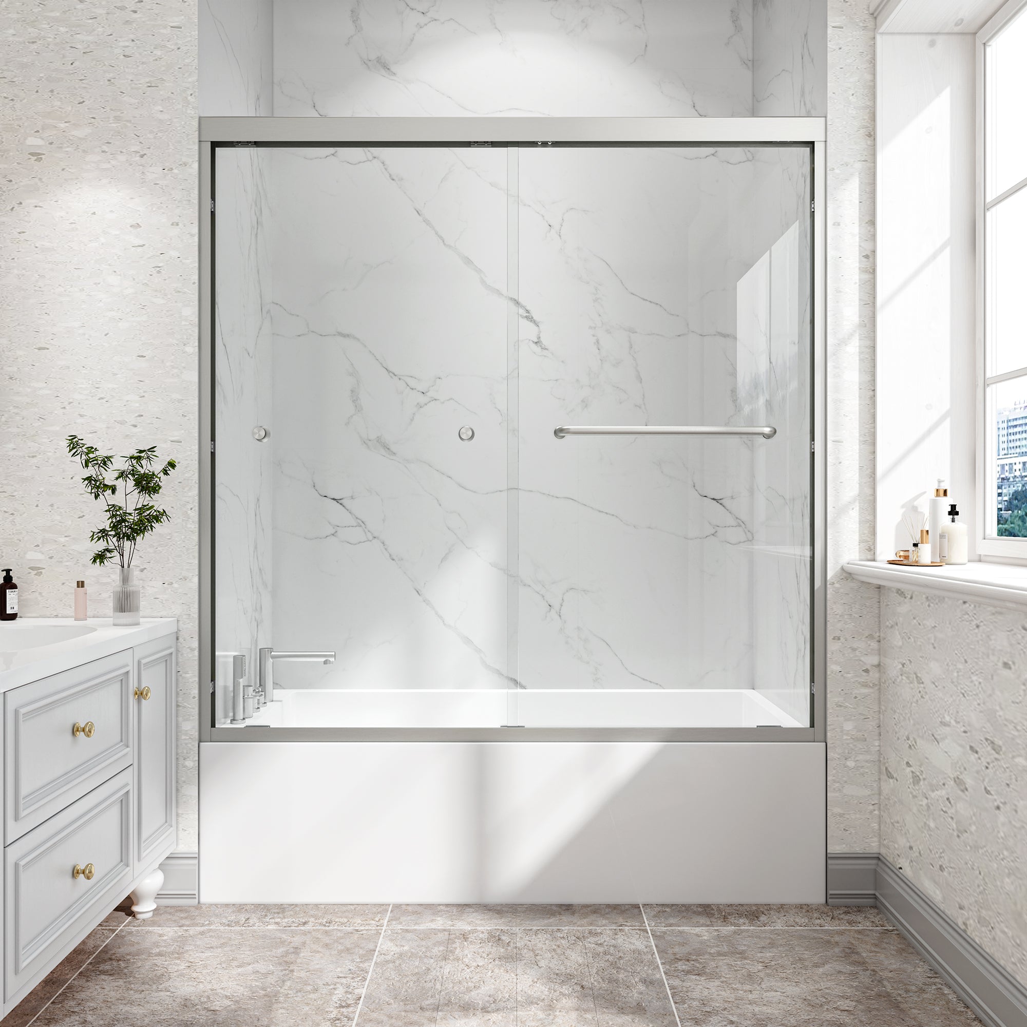 55-60 x 60 in Reversible Bathtub Door view 1