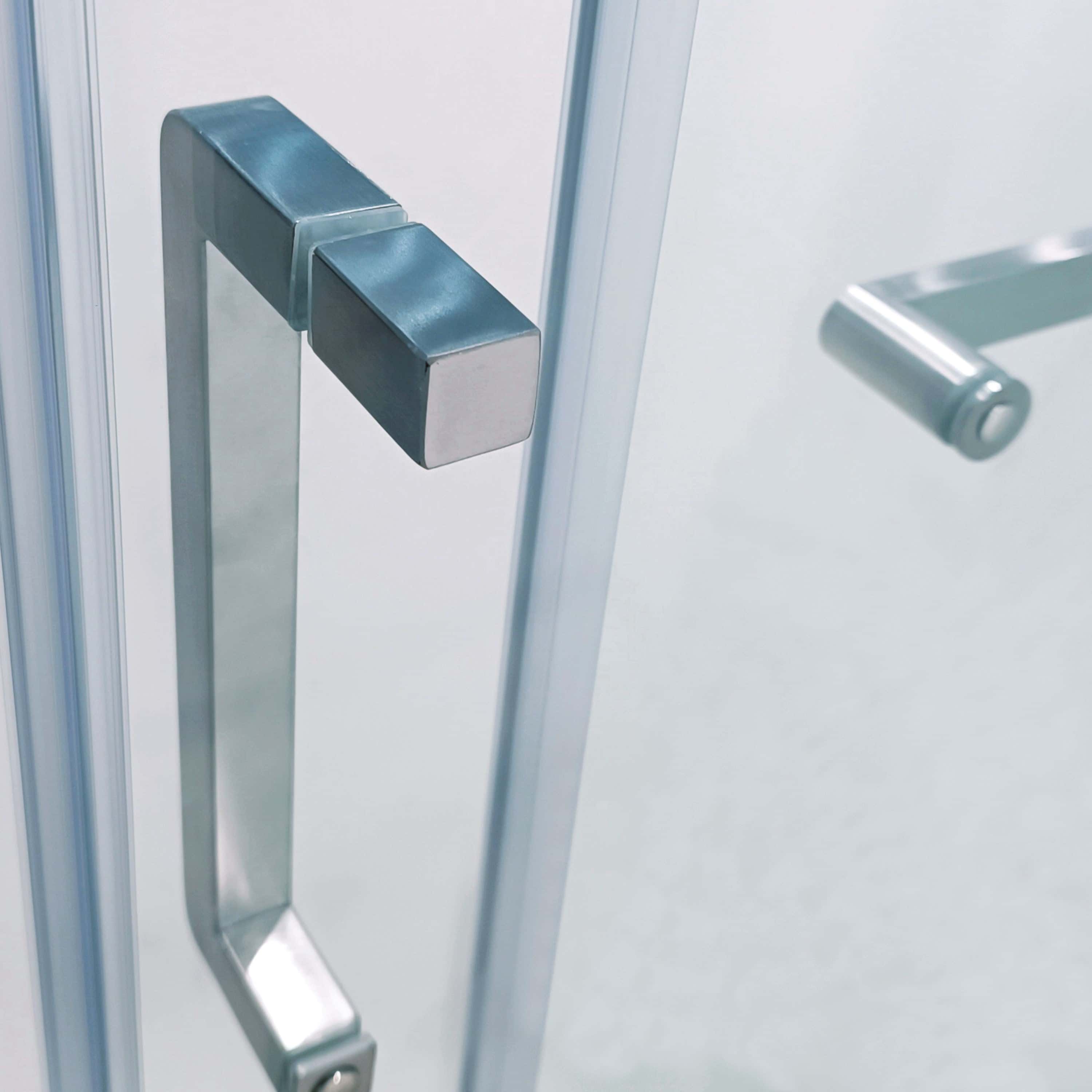 56-60"W x 75"H Semi-Frame Single Sliding Shower Door, 304 Stainless Steel in Brushed Nickel, 5/16" (8mm) Thick SGCC Tempered Clear Glass.