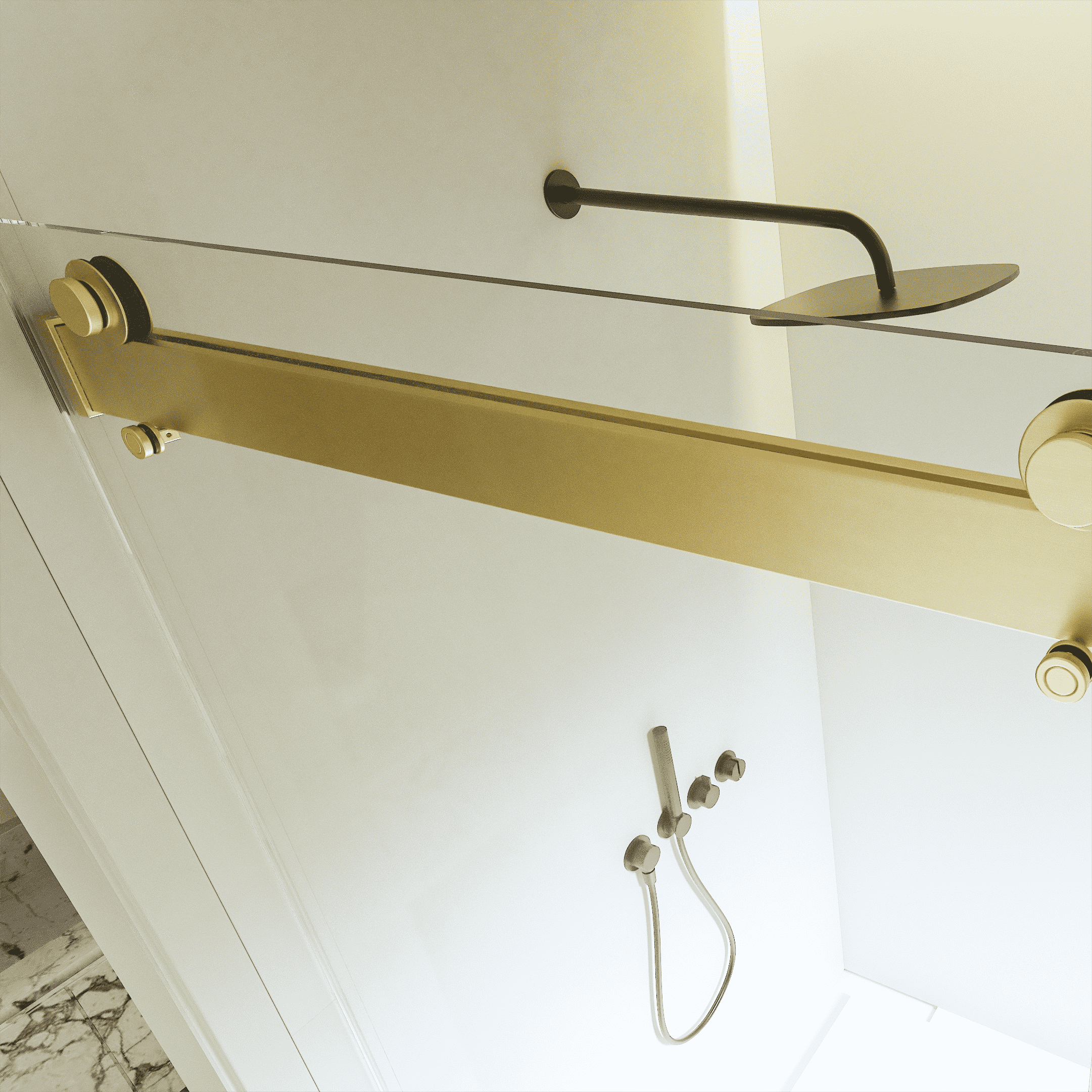 68-72"W x 76"H  Frameless Double Sliding Soft-Close Shower Door, 3/8 inches (10mm) Thick SGCC Tempered Glass Door,  Brushed Gold