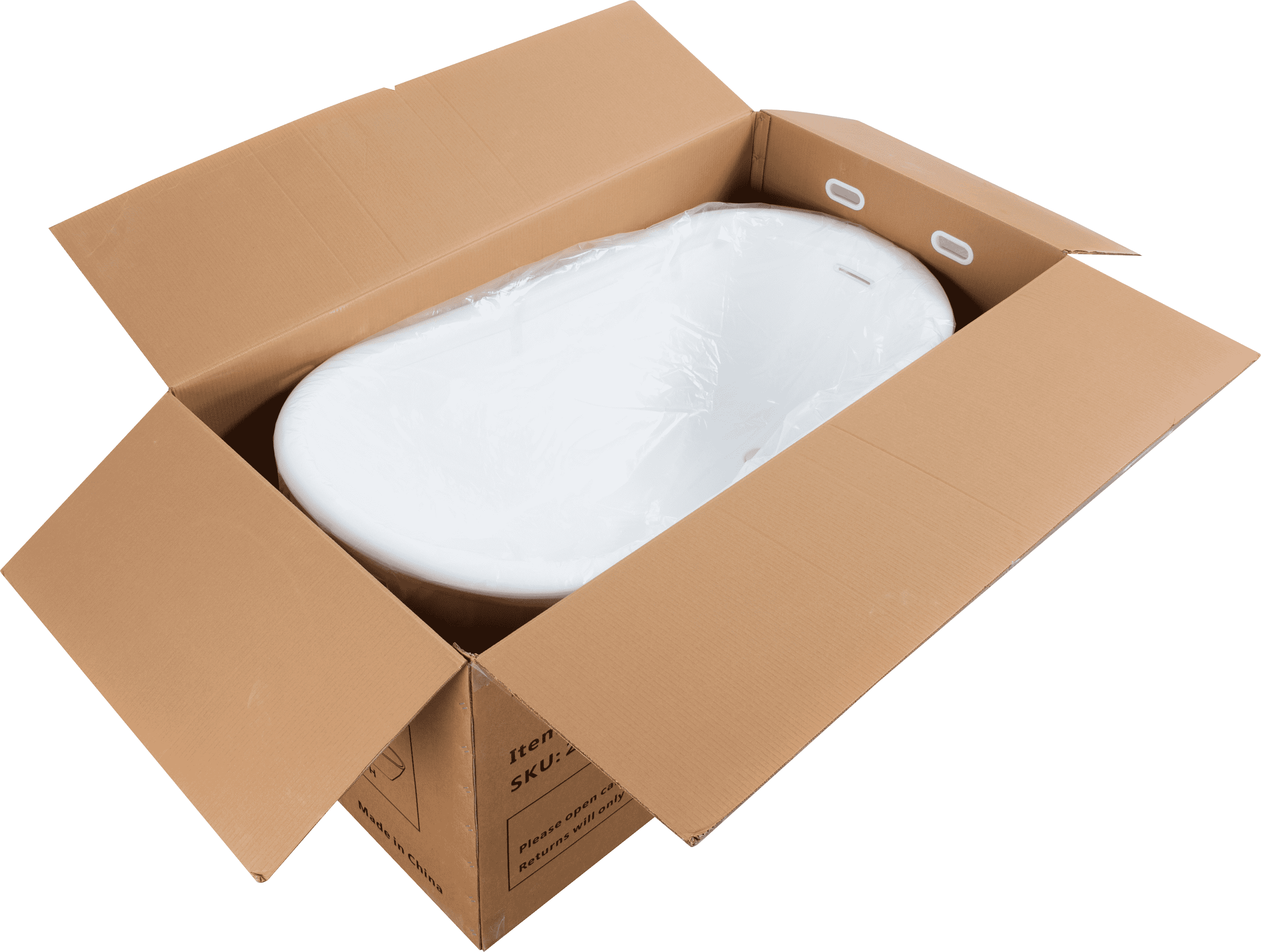 60" Acrylic Freestanding Soaking Bathtub with Chrome Overflow and Drain, cUPC Certified, Glossy White 22A04-60-1