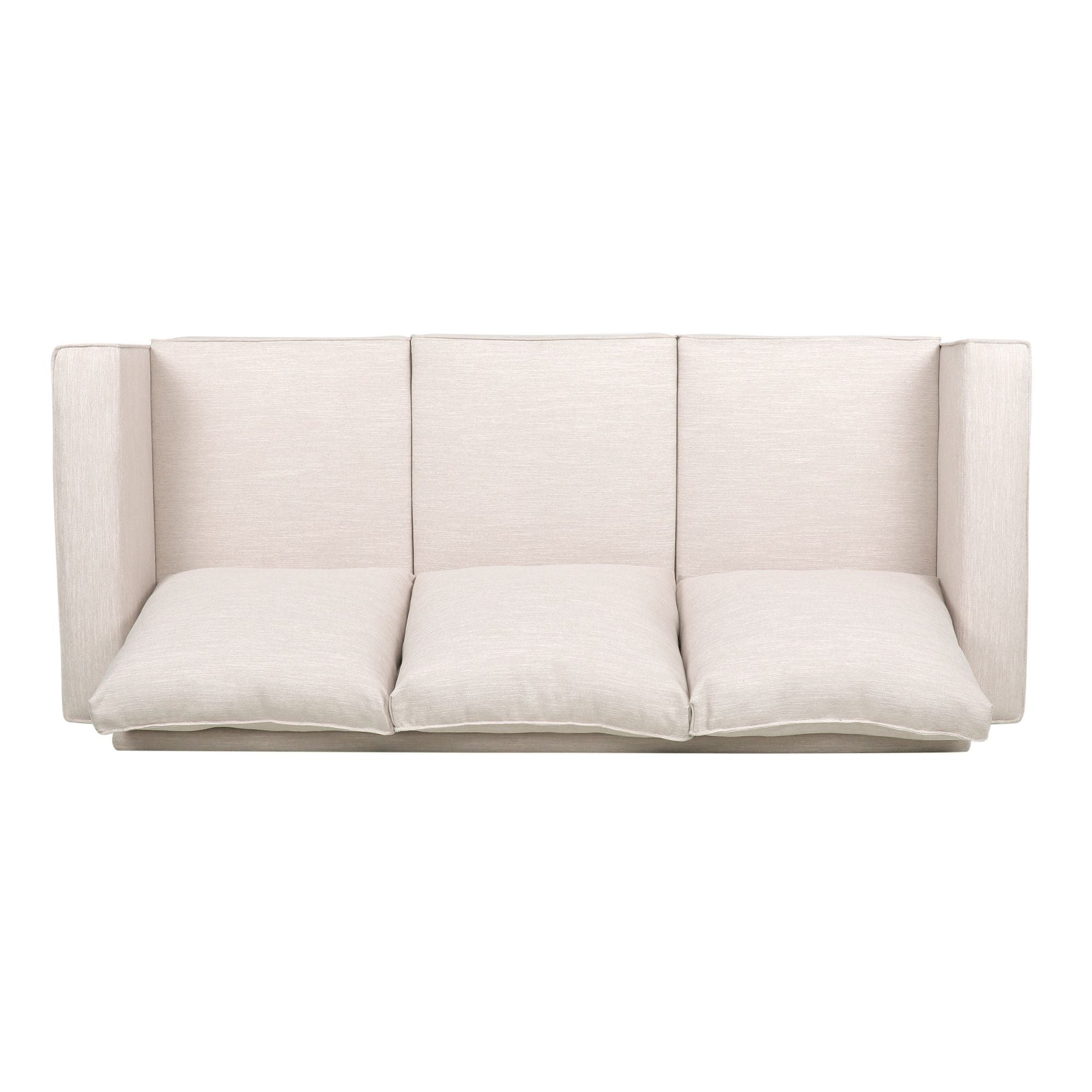 Contemporary Light Beige Fabric 3-Seater Sofa with Square Arms – Comfortable, Stylish, and Cozy, Perfect for Family Seating and Relaxing Evenings, Modern Design and High-Quality Upholstery