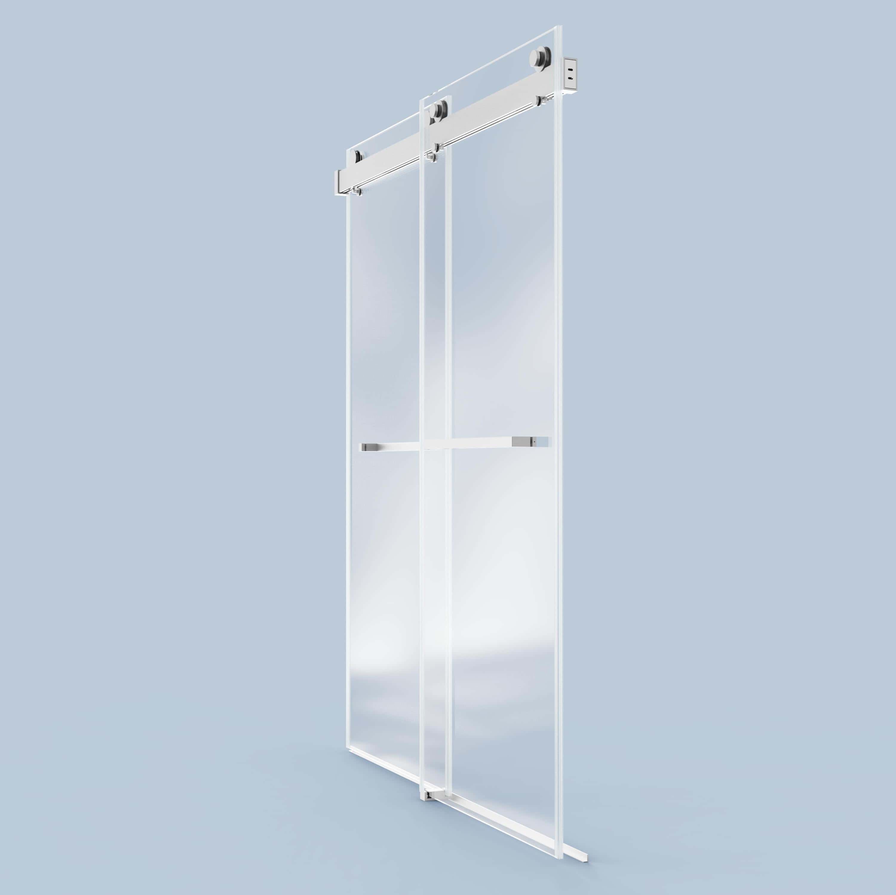 68-72"W x 76"H Frameless Double Sliding Soft-Close Shower Door, 3/8inches (10mm) Thick SGCC Tempered Glass Door,  Brushed Nickel