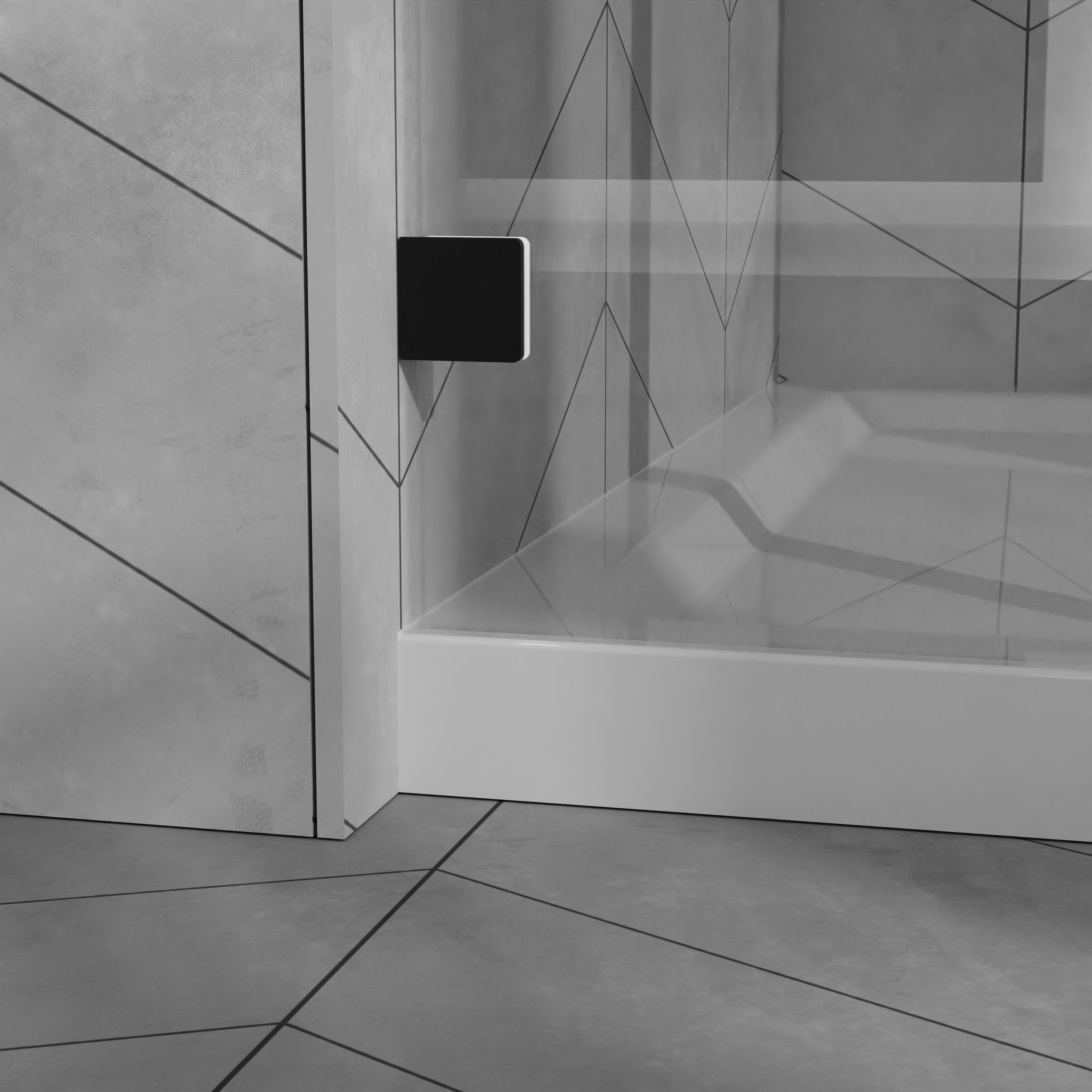 48 x 72 in Sliding Shower Door with Base - 48 x 72 in / Matte Black / White Base view 5