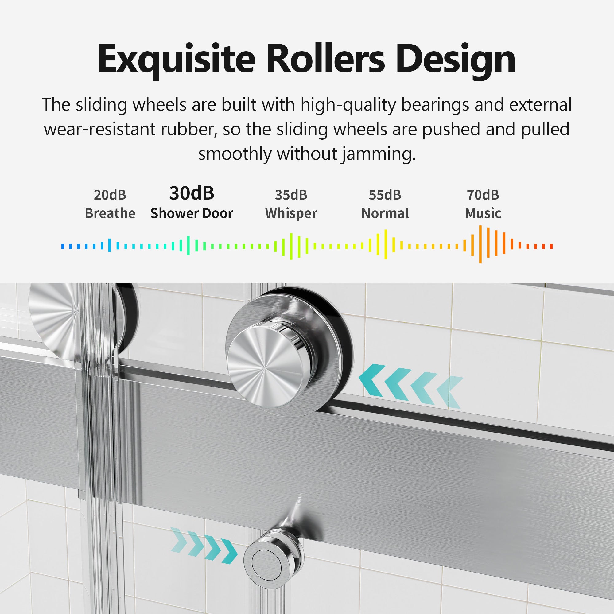 56-60 inches W *76 inches H  Frameless Double Sliding Soft-Close Shower Door in Brushed Nickel,3/8 inches (10mm) Thick SGCC Tempered Glass  Door with Explosion Proof Film(ED)