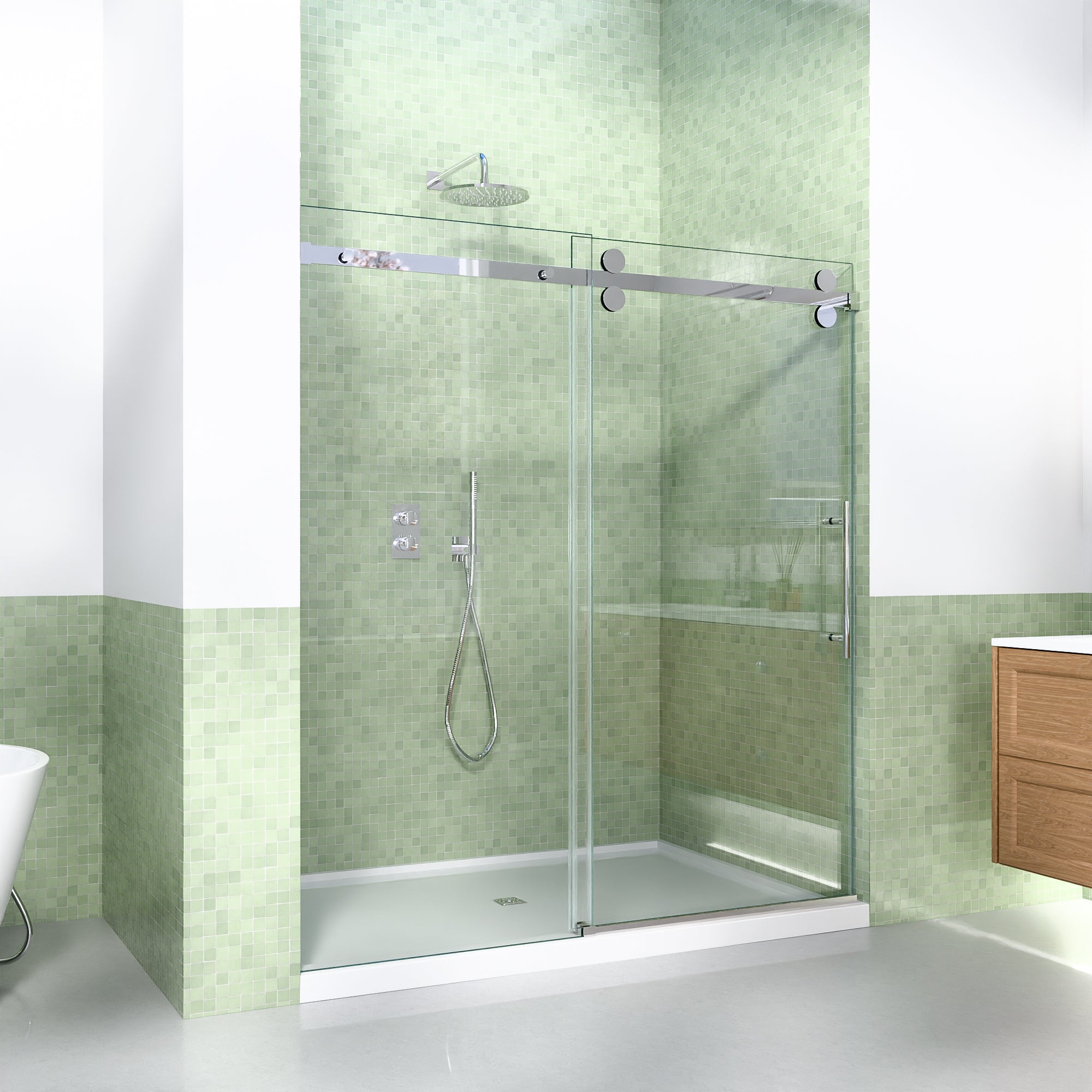 56-60 x 72 in Frameless Sliding Shower Door Enclosure - 56-60 x 72 in / Chrome view 2