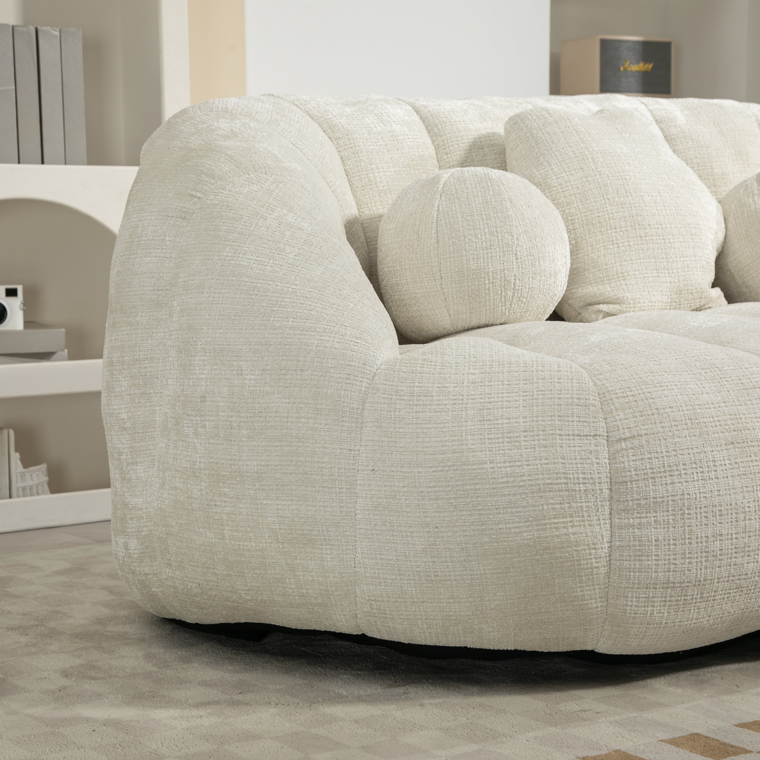 COOLMORE Bean Bag sofa Lazy Sofa Durable Comfort Lounger High Back Bean Bag Chair Couch for Adults and Kids, Indoor & Outdoor, Accent Floor Soft Lounge Chair (White chenille)