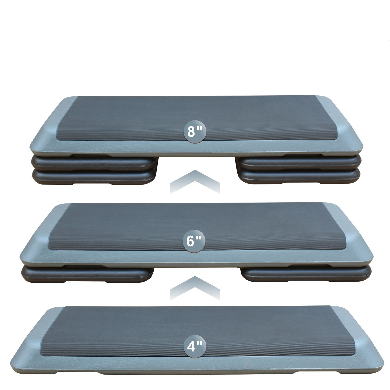 Adjustable Aerobic Step Workout Step with 4 Risers Fitness & Exercise Platform Trainer Gray