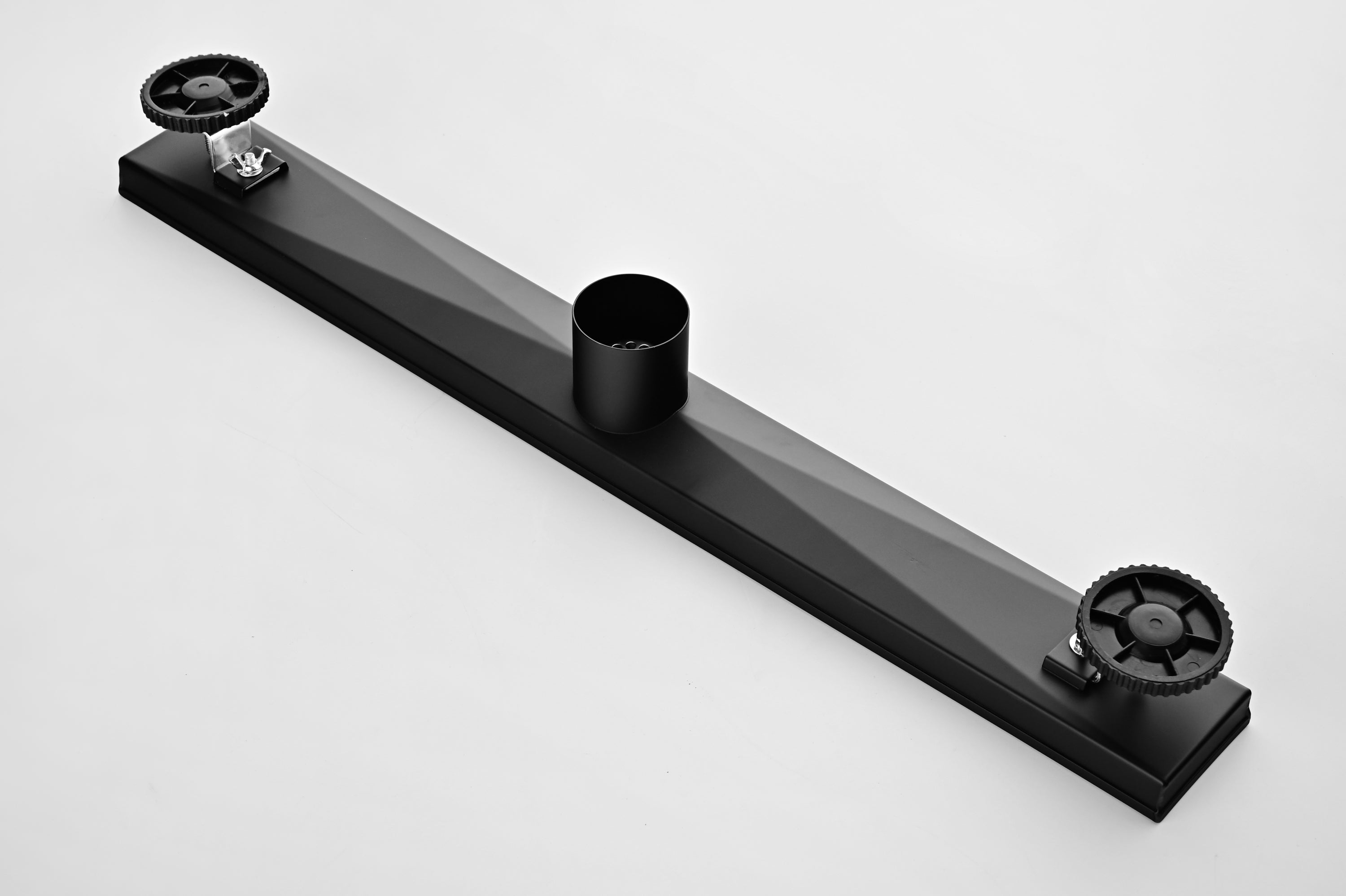 24 Inches Linear Shower Drain with Removable Quadrato Pattern Grate, 304 Stainless Shower Drain Included Hair Strainer and Leveling Feet, Flange